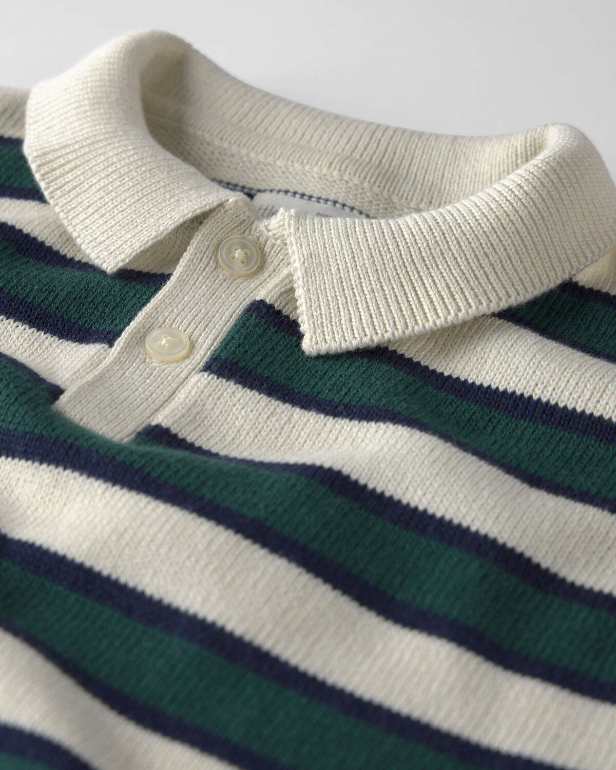 Boys Organic Cotton Sweater Knit Polo in Stripes - Image 2