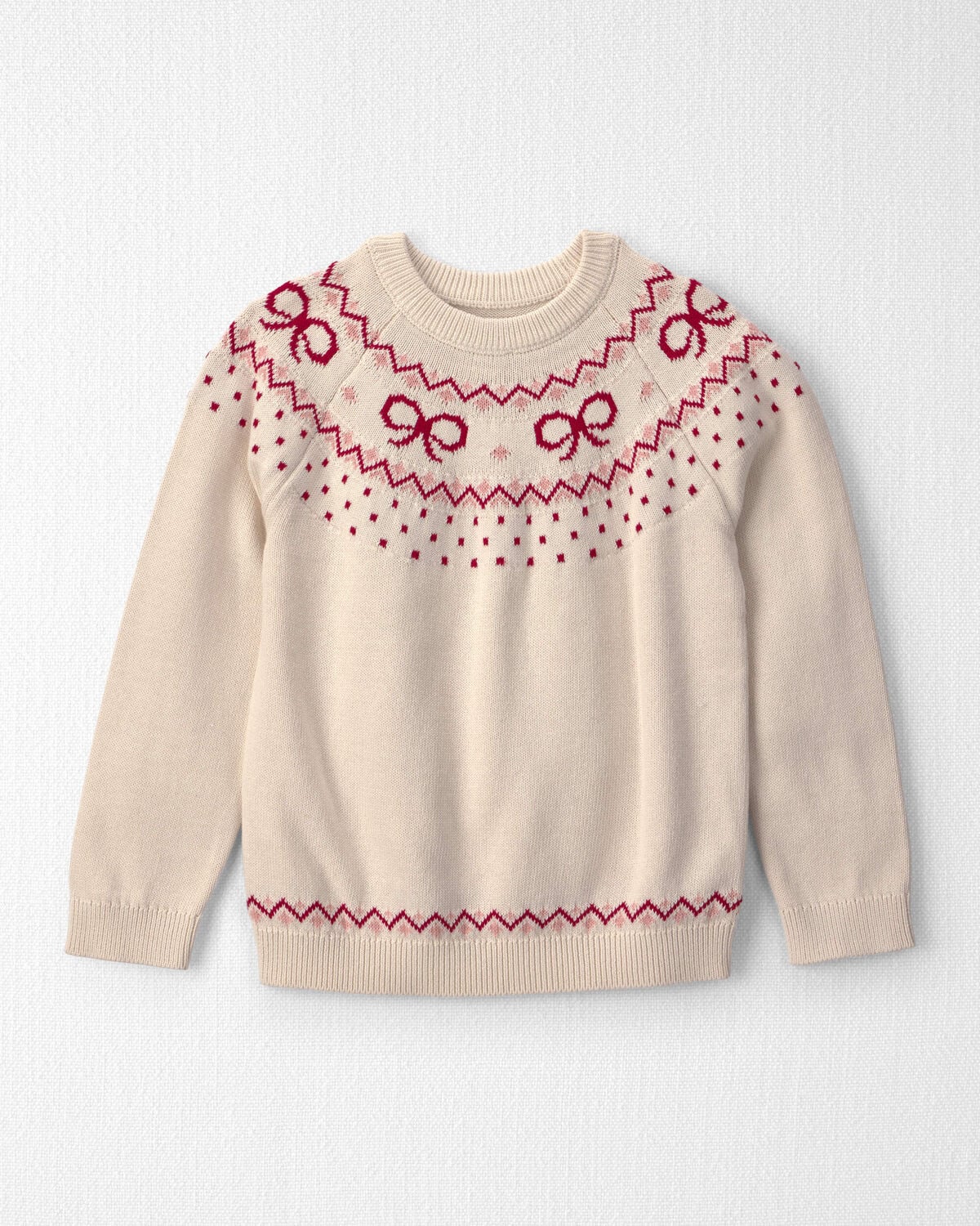 Girls Organic Cotton Fair Isle Sweater Knit Pullover