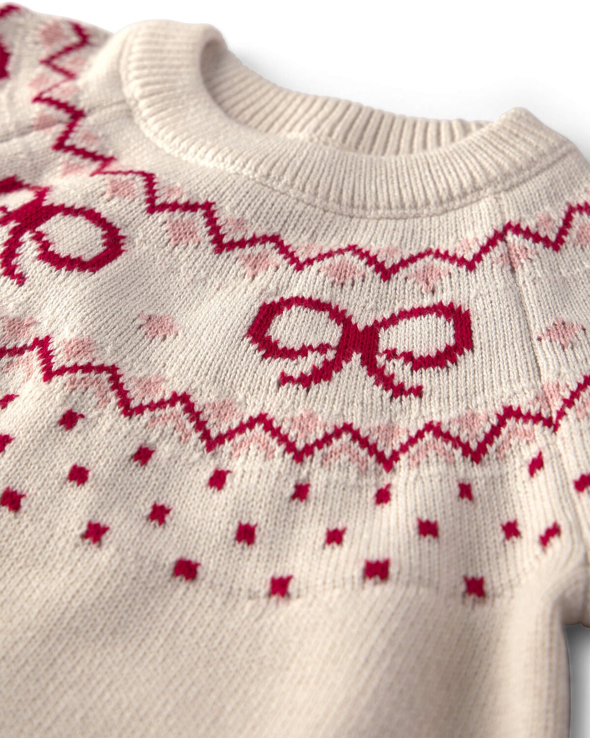 Girls Organic Cotton Fair Isle Sweater Knit Pullover - Image 3