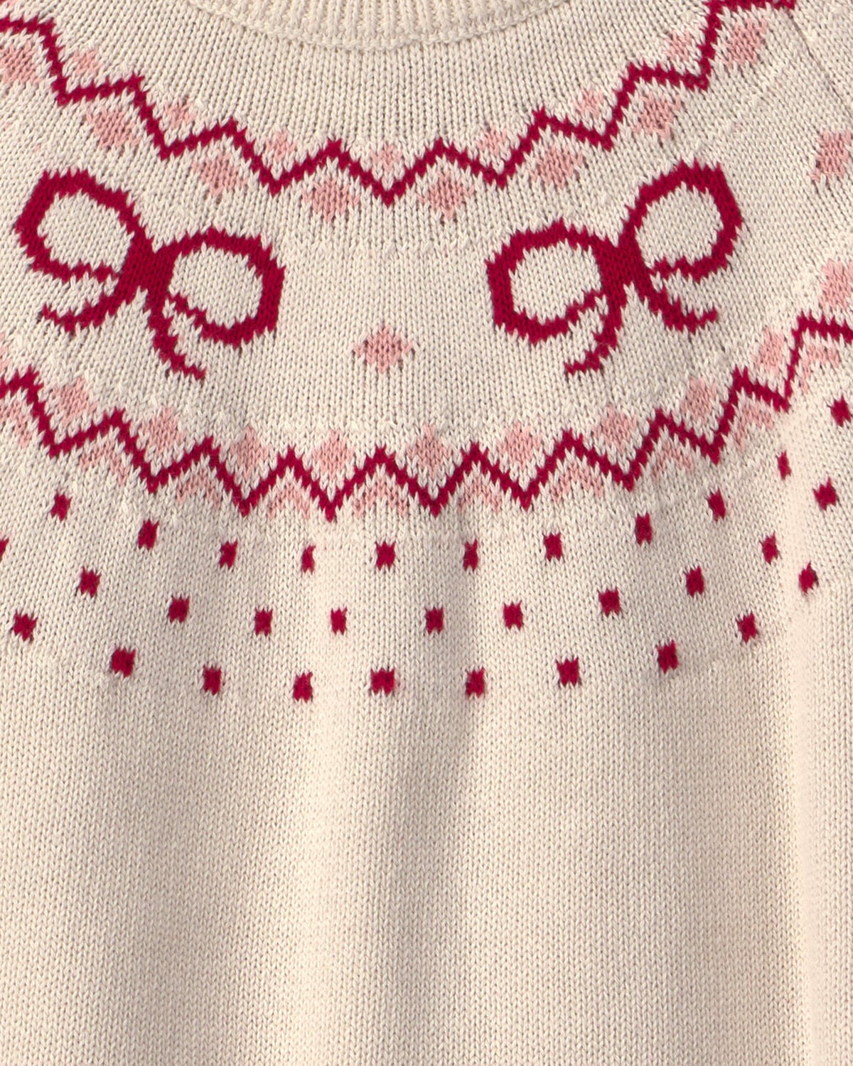Girls Organic Cotton Fair Isle Sweater Knit Pullover - Image 2