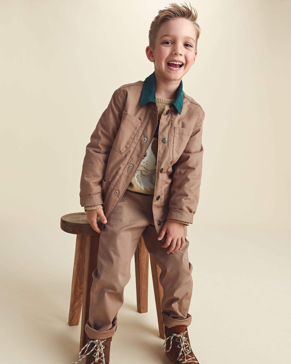 Boys Twill Pants - Brown - Image 2