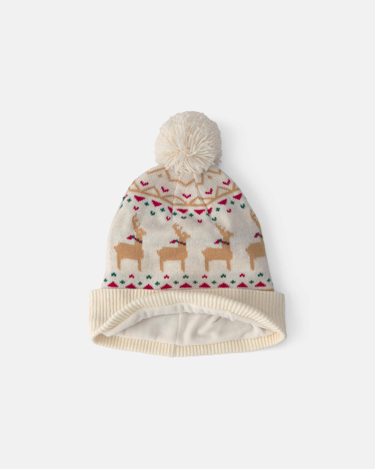Kids 2-Piece Fair Isle Christmas Beanie & Glove Set - Cream - Image 2