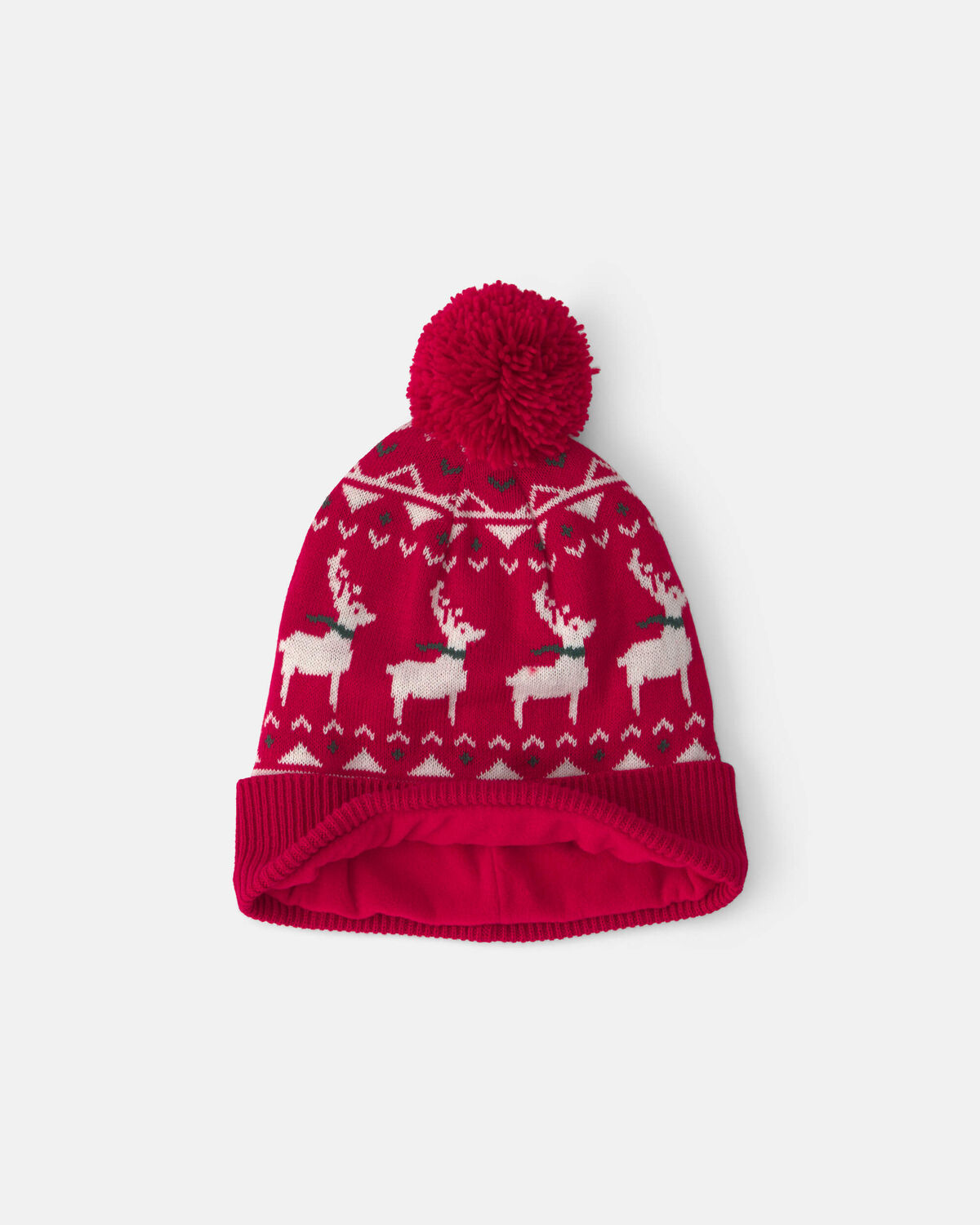 Kids 2-Piece Fair Isle Christmas Beanie & Glove Set - Red - Image 2