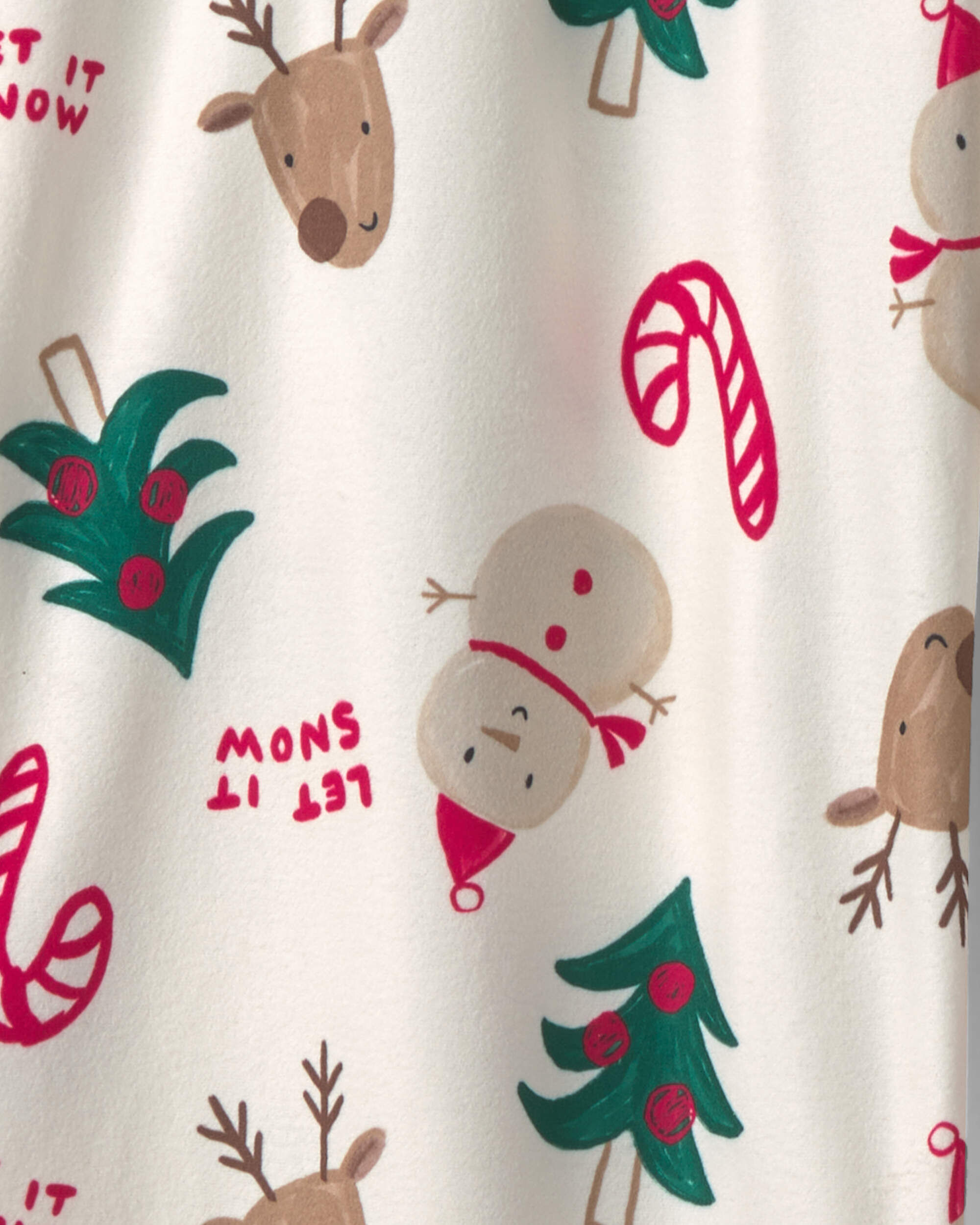 Adult Brown Santa Christmas Fleece Loose Fit Pajama Bottoms - Red - Image 6