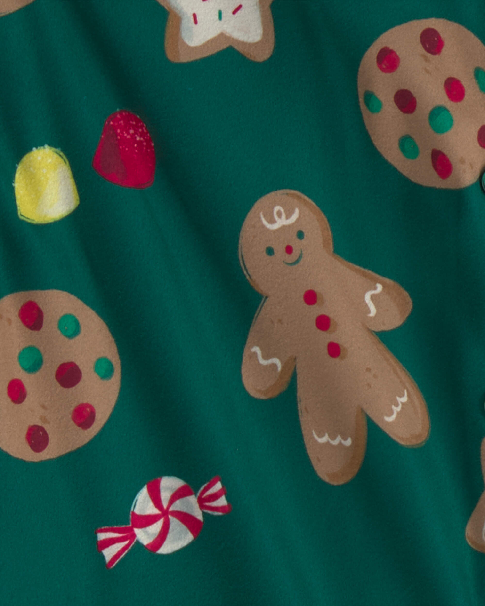 Adult 2-Piece Beige Santa Christmas Fleece Loose Fit Pajama Set - Red - Image 5