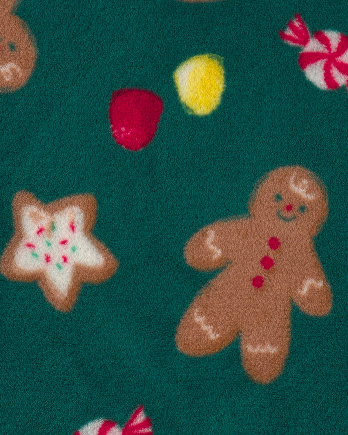 Kids Christmas Gingerbread Fleece Pajama Hoodie - Green - Image 2