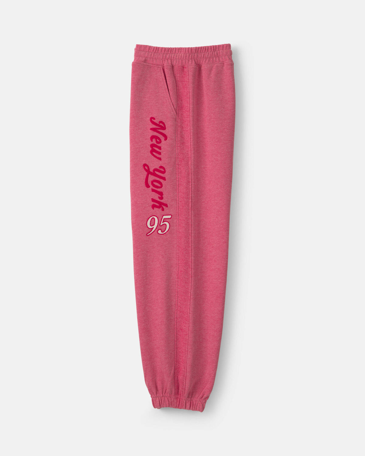 Girls 'New York' French Terry Joggers - Pink/Red - Image 3