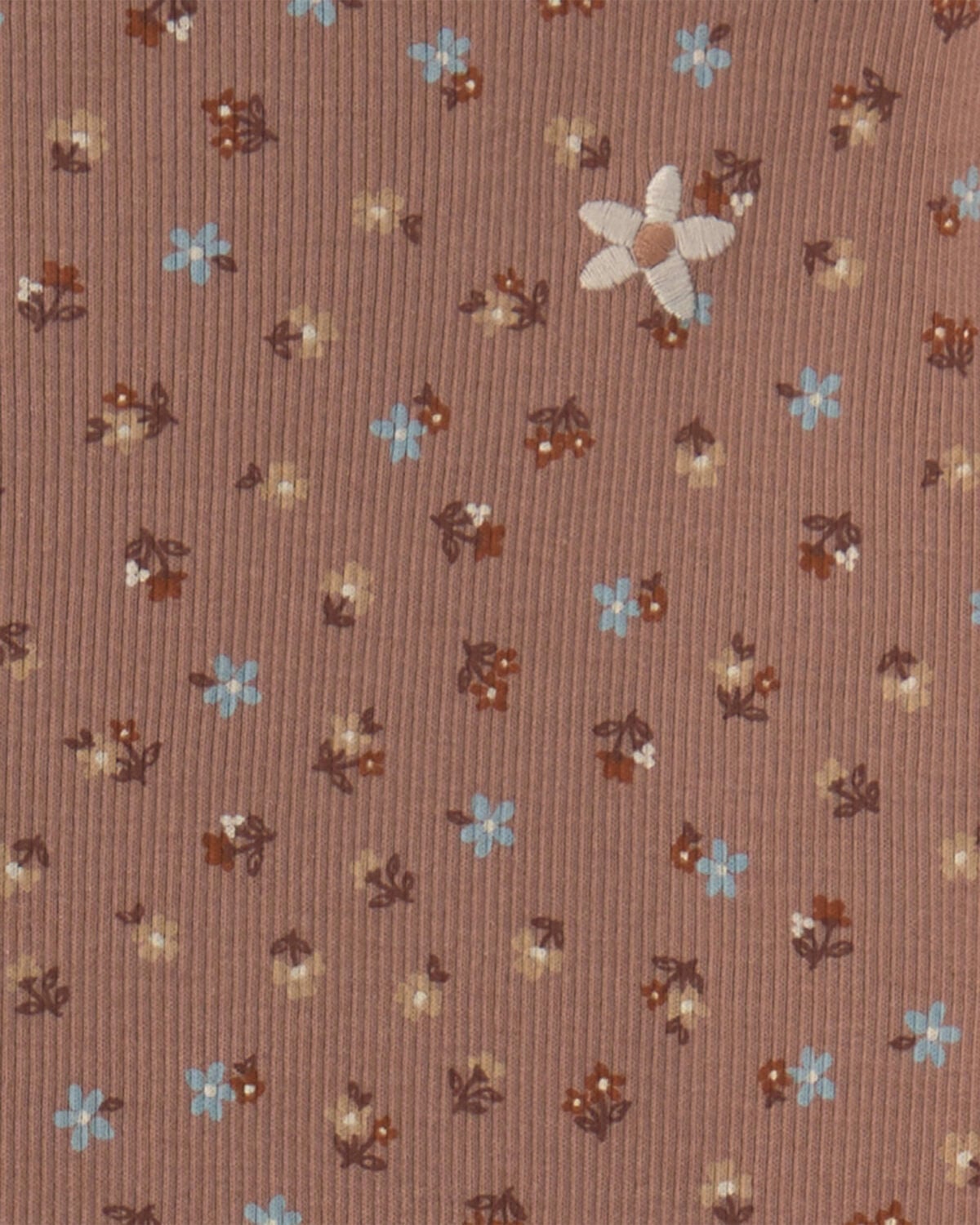 Girls 2-Piece Floral Chambray Long-Sleeve Top & Pant Set - Brown/Blue - Image 3