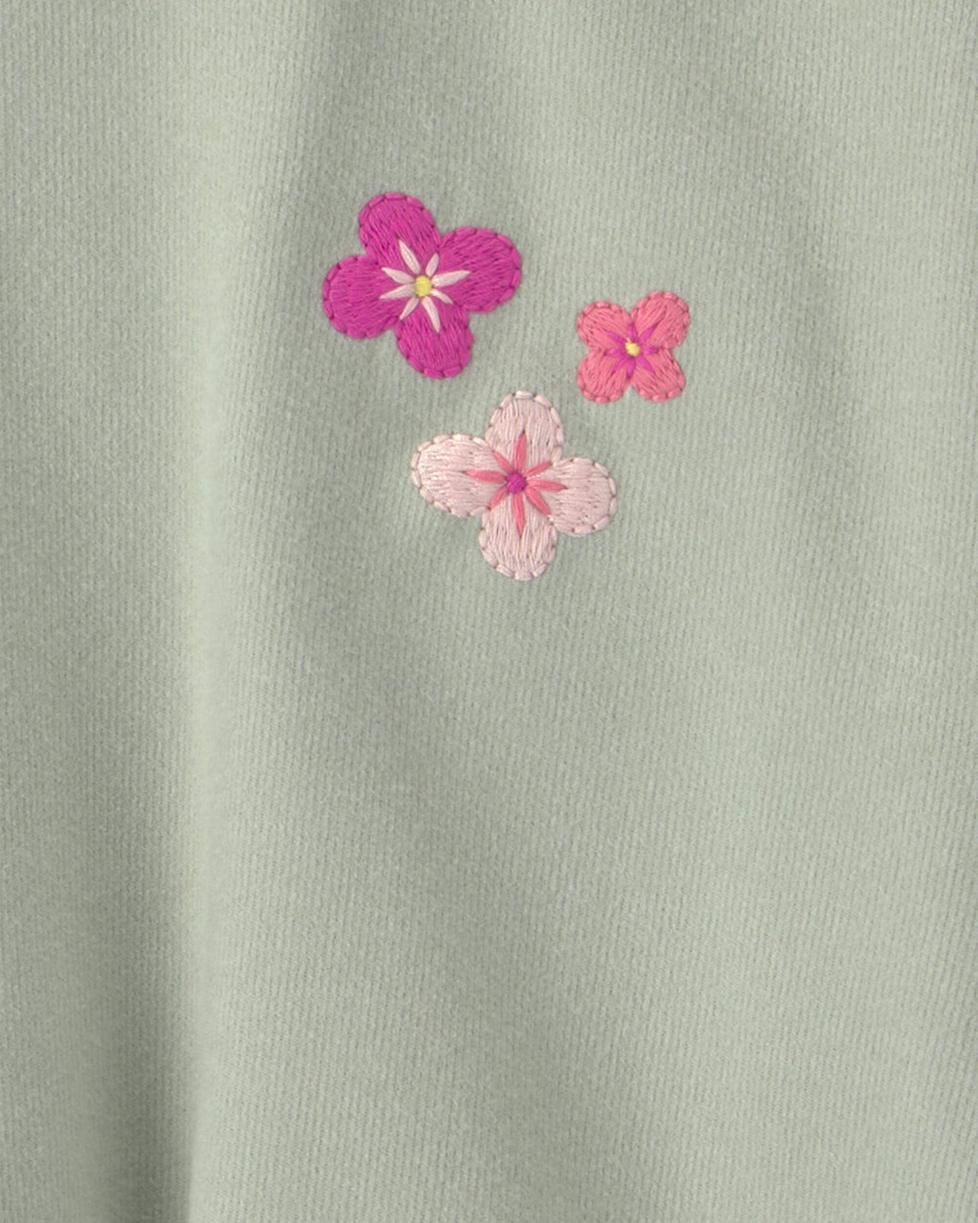 Girls Flower Long-Sleeve Top - Green - Image 3