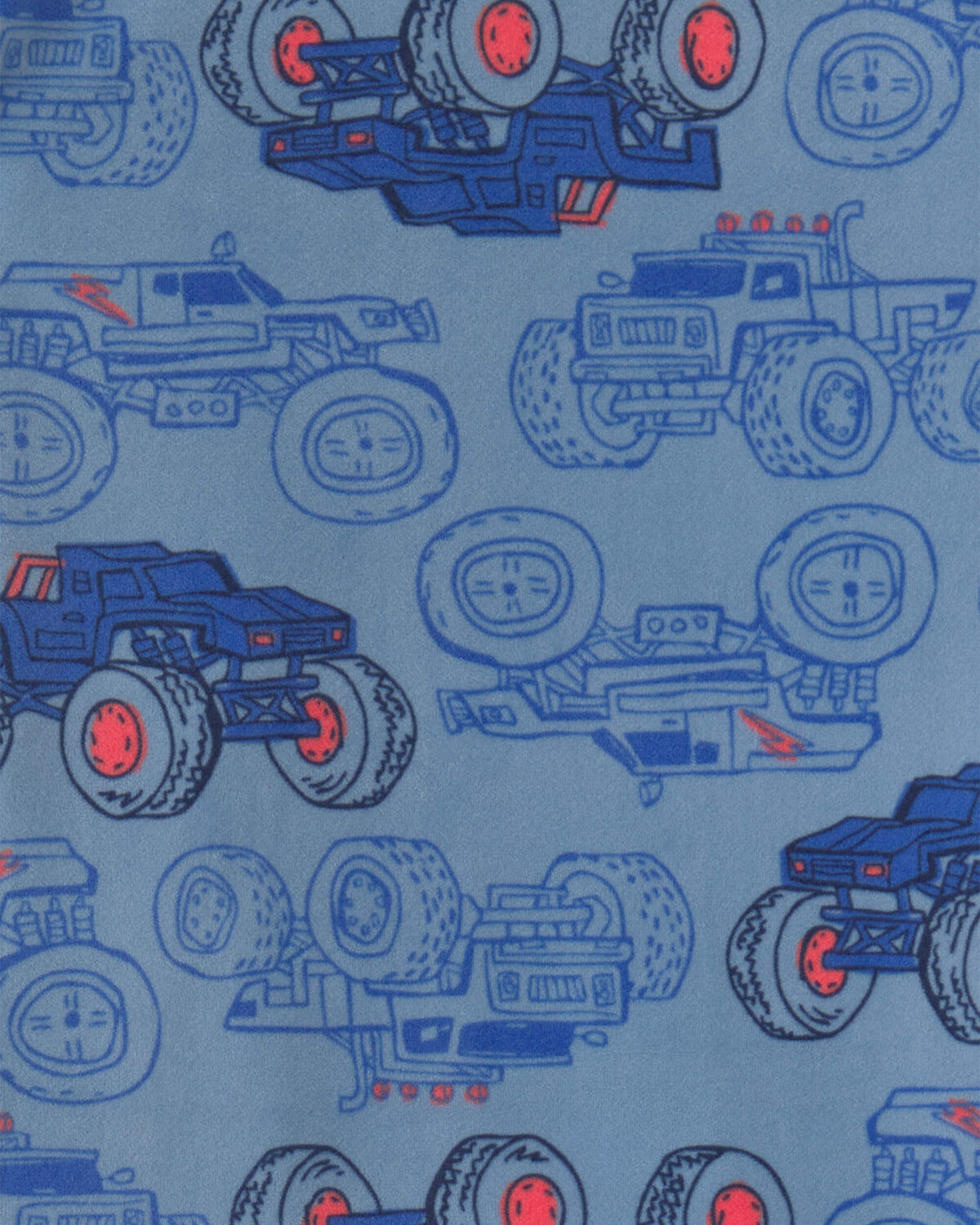 Boys 2-Piece Monster Truck Dream Plush Snug Fit Pajama Set - Blue - Image 2