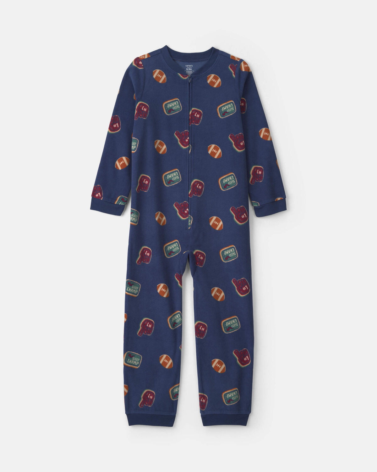 Boys 1-Piece Varsity Fleece Loose Fit Pajama - Navy Blue