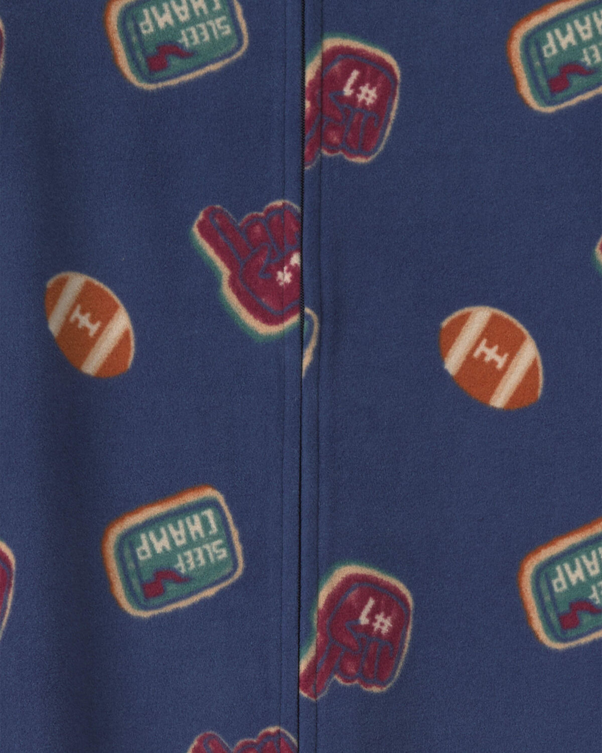 Boys 1-Piece Varsity Fleece Loose Fit Pajama - Navy Blue - Image 3