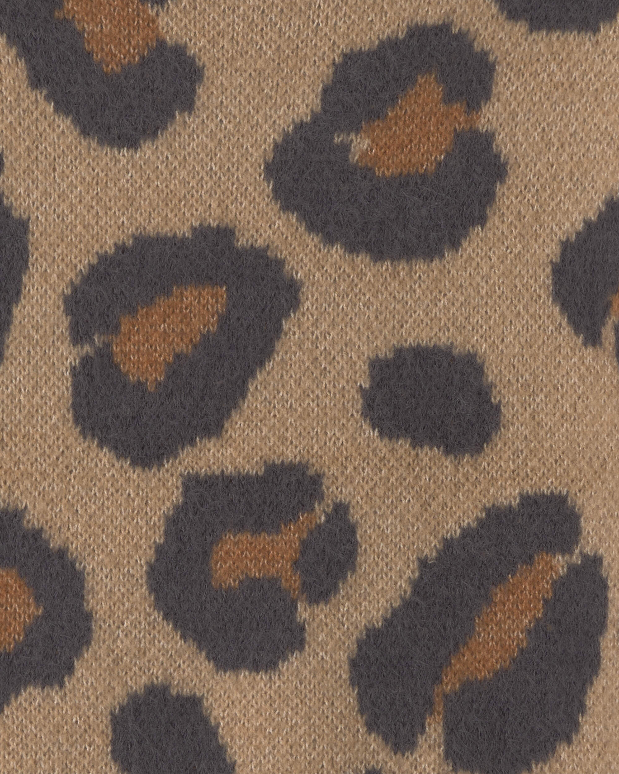 Girls Leopard Sweater - Brown/Black - Image 3
