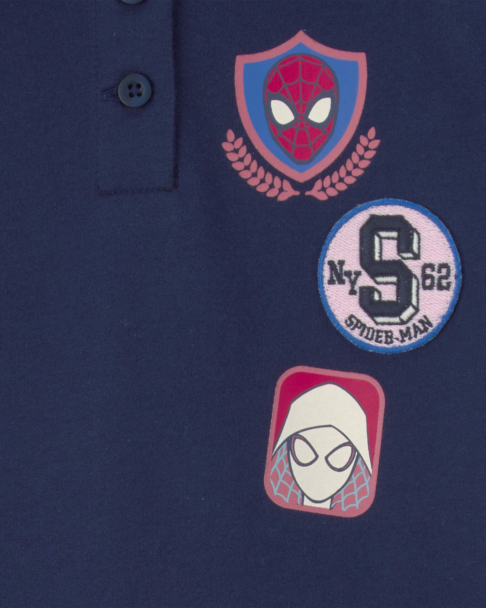 Girls ©Marvel Spider-Man French Terry Polo Dress - Navy Blue - Image 4