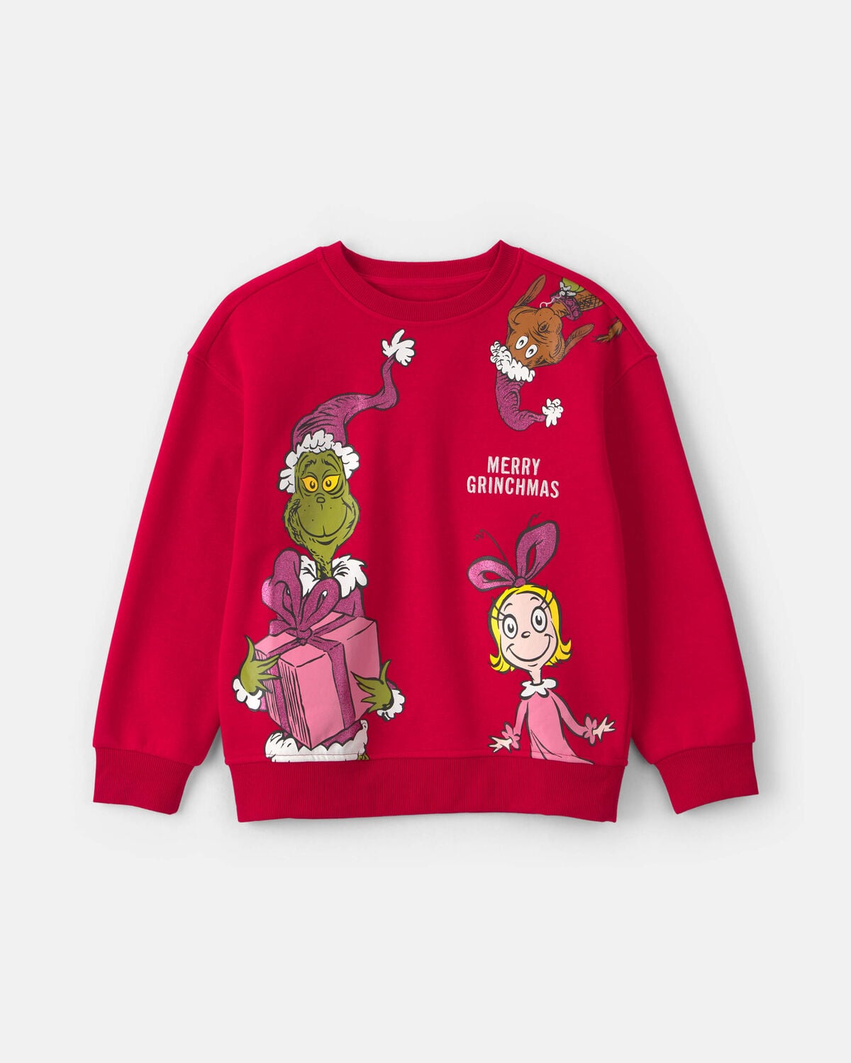 Girls Dr. Seuss™ The Grinch Christmas Fleece Pullover Sweatshirt - Red