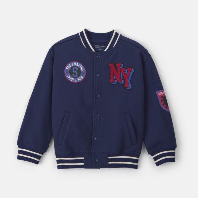 Boys ©Marvel Spider-Man Fleece Varsity Jacket  - Blue