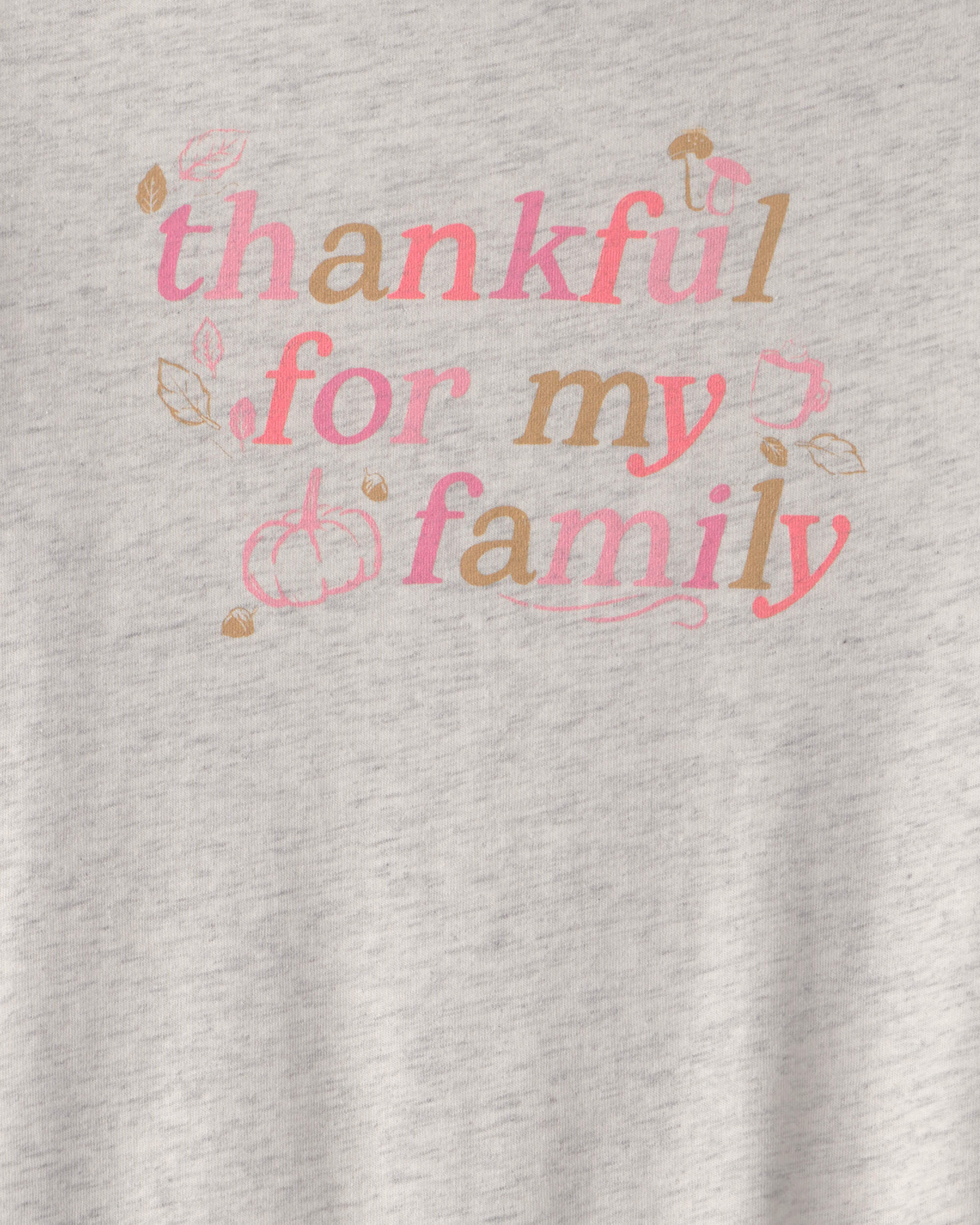 Girls 'Thankful' Long-Sleeve Graphic Tee - Grey - Image 3