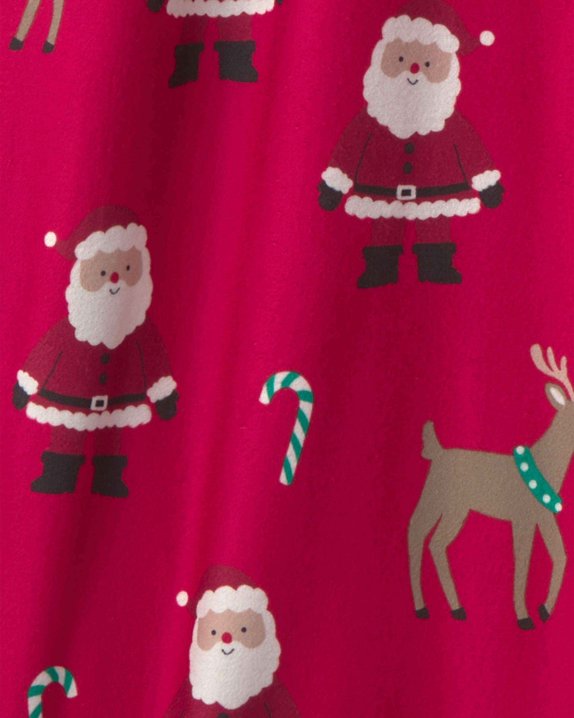 Adult Beige Santa Christmas Fleece Loose Fit Pajama Bottoms - Red - Image 4