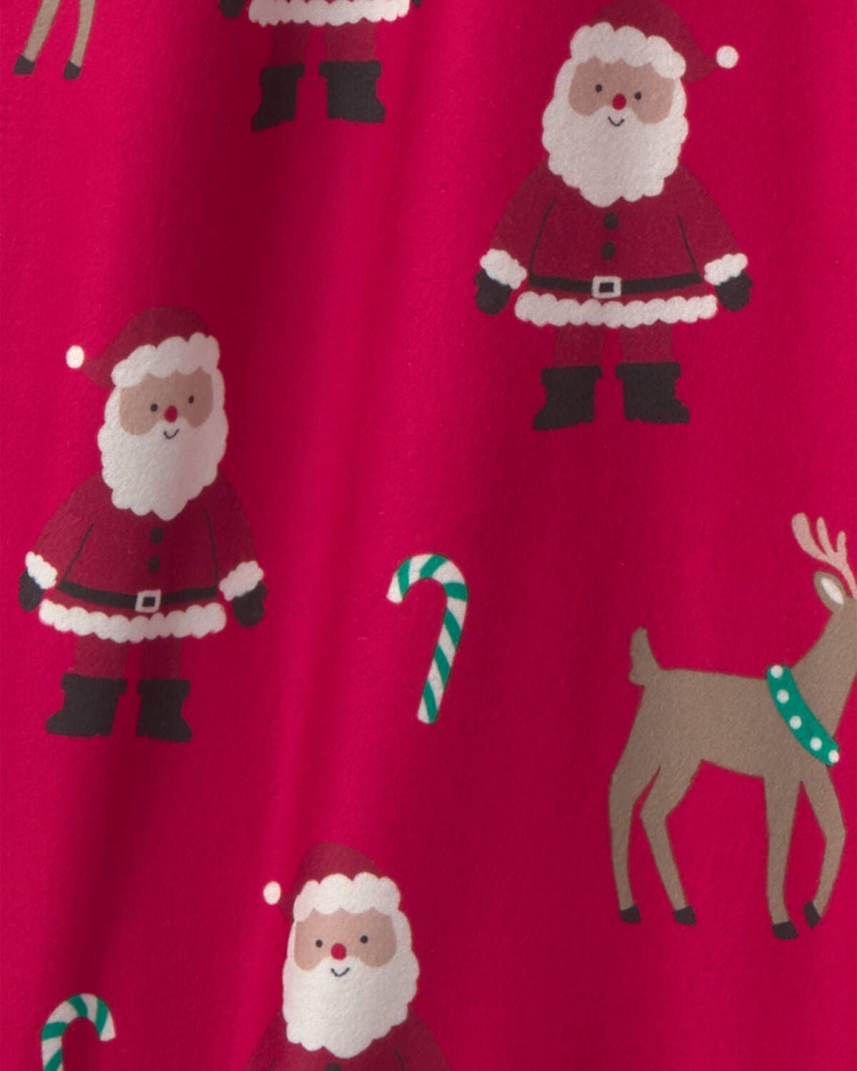Adult Beige Santa Christmas Fleece Loose Fit Pajama Bottoms - Red - Image 2