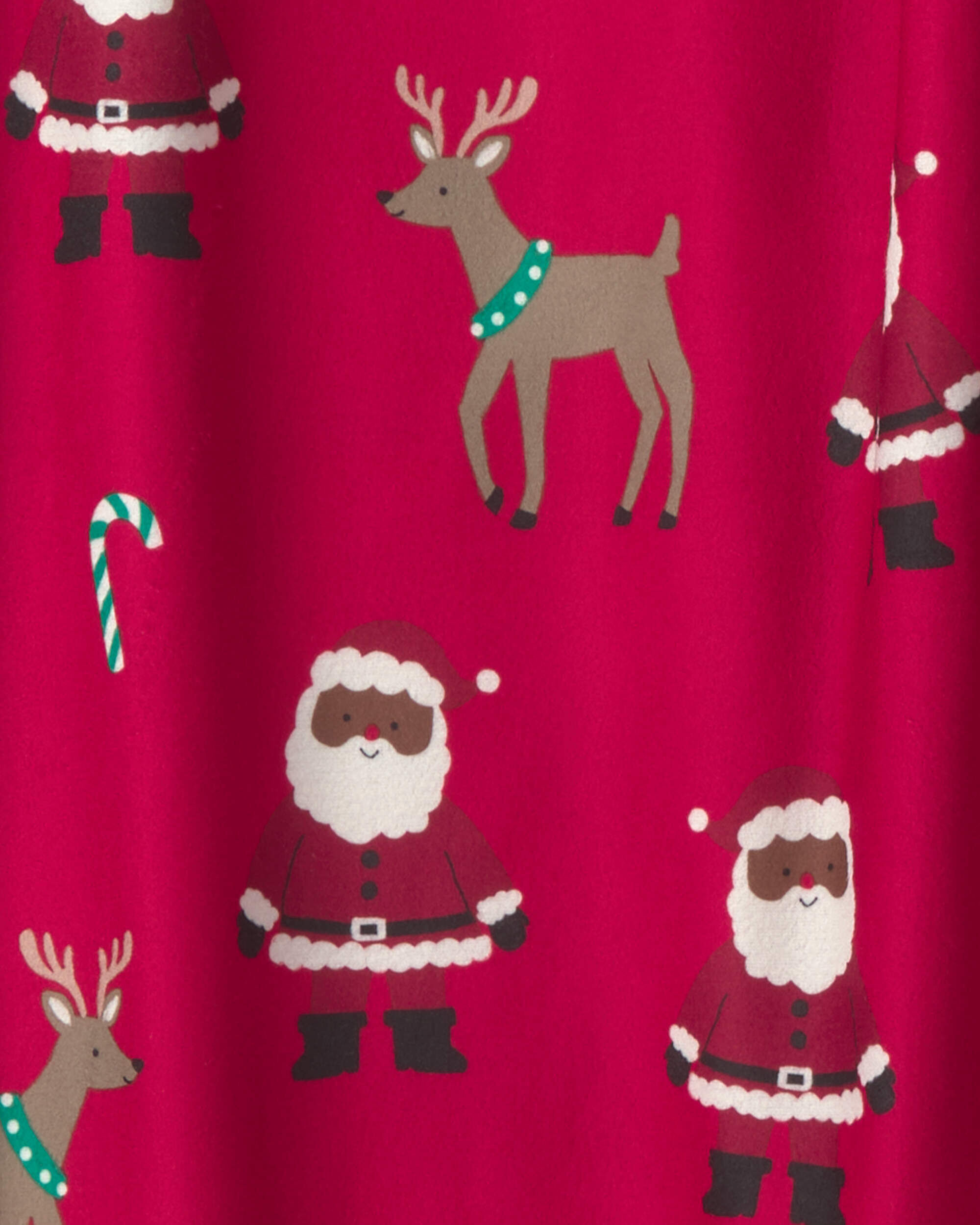 Adult Brown Santa Christmas Fleece Loose Fit Pajama Bottoms - Red - Image 4