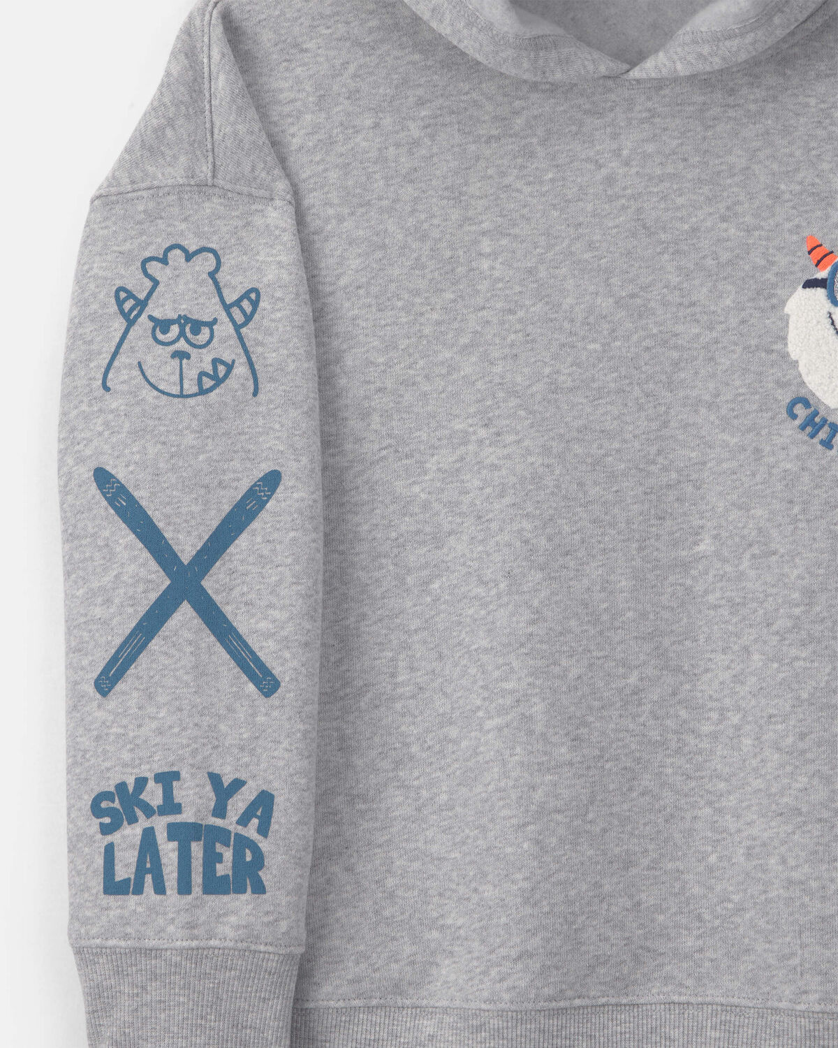 Boys 'Chill Crew' Yeti Fleece Hoodie - Grey - Image 2