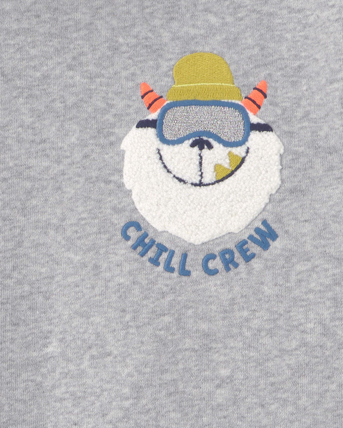 Boys 'Chill Crew' Yeti Fleece Hoodie - Grey - Image 3