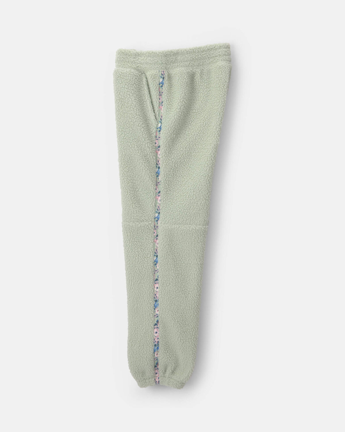 Girls Floral Fleece Joggers - Green - Image 3