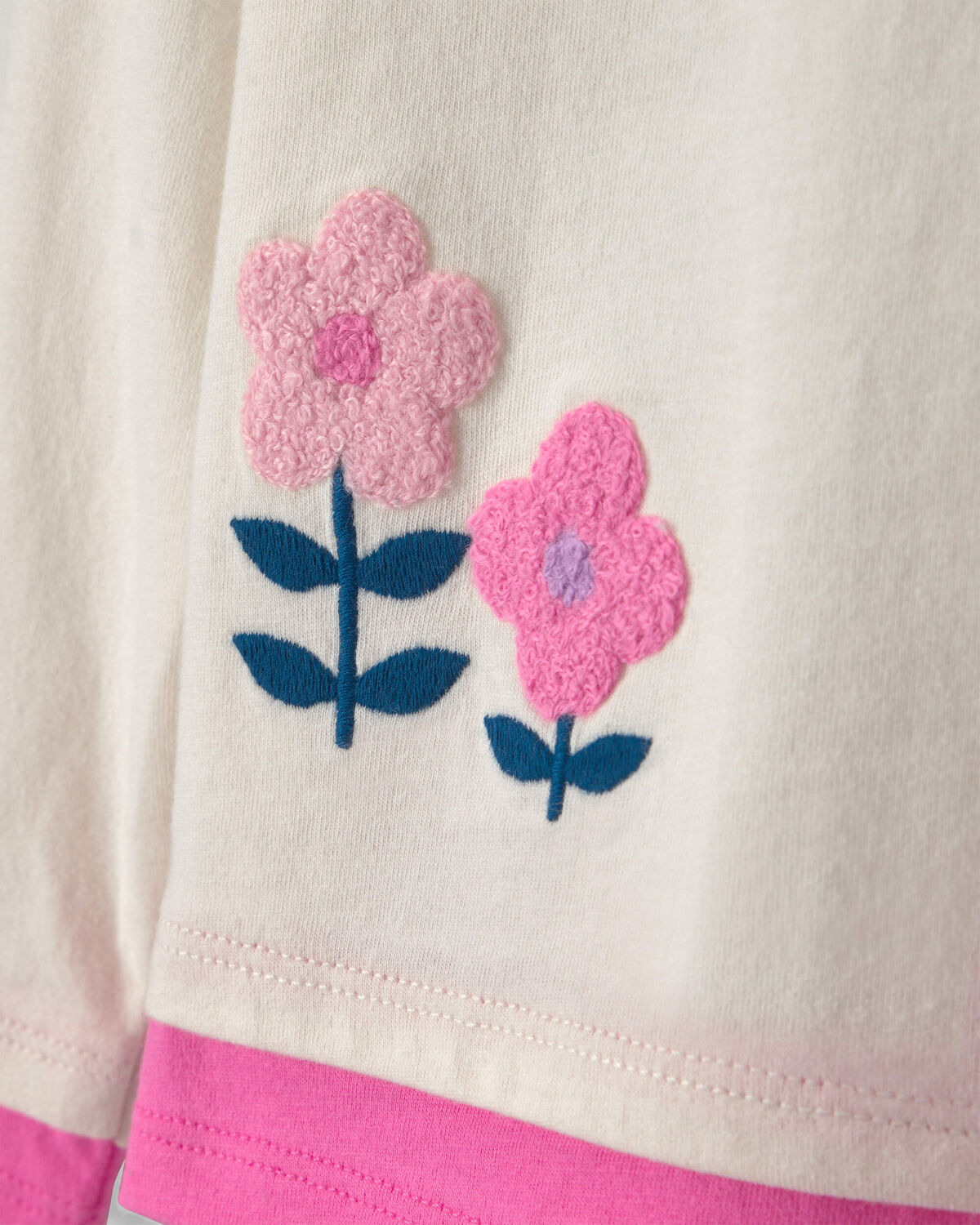 Girls Heart & Flower Long-Sleeve Top - Cream/Pink - Image 2
