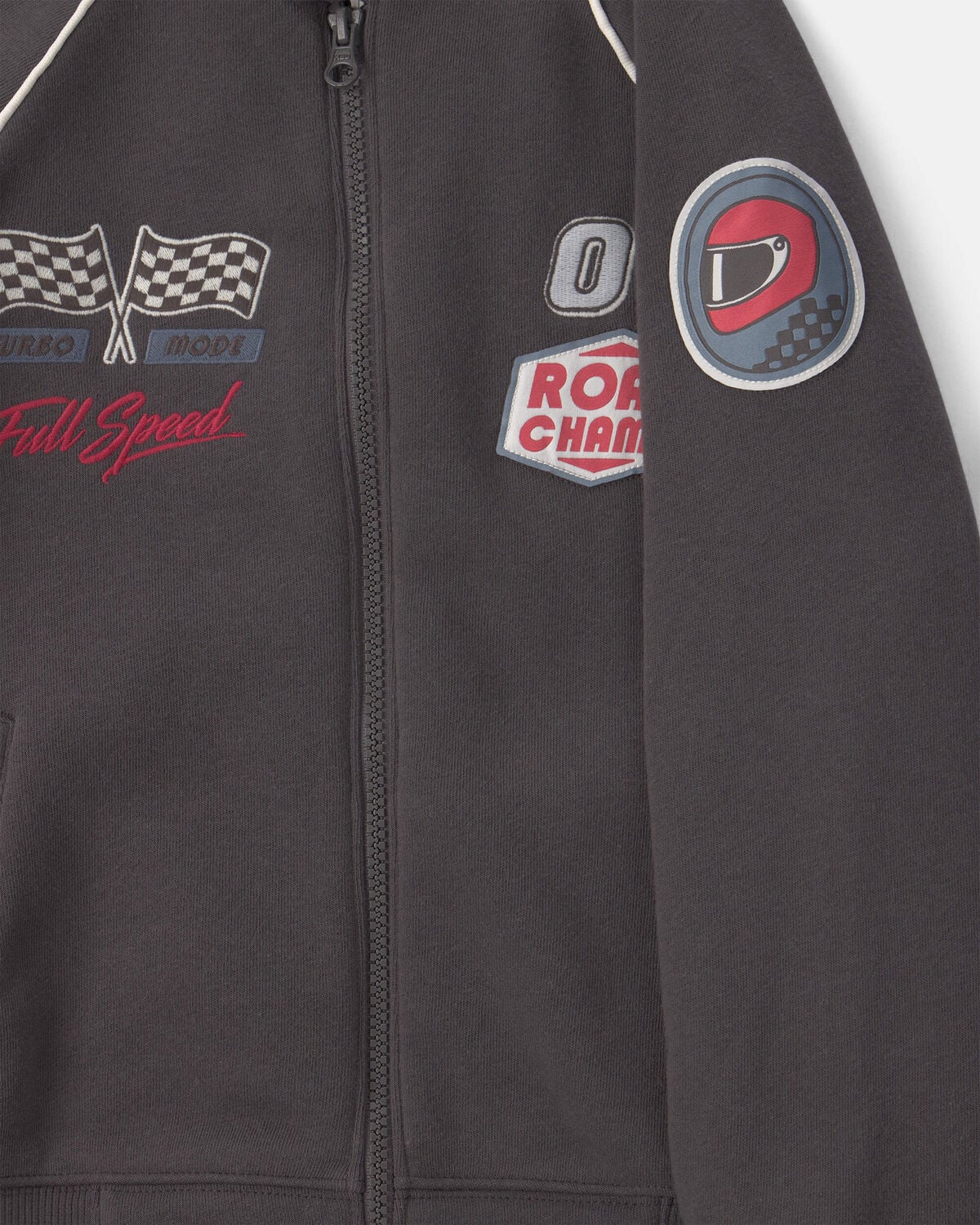Boys Race Car Fleece Zip-Up Racing Jacket - Black - Image 2
