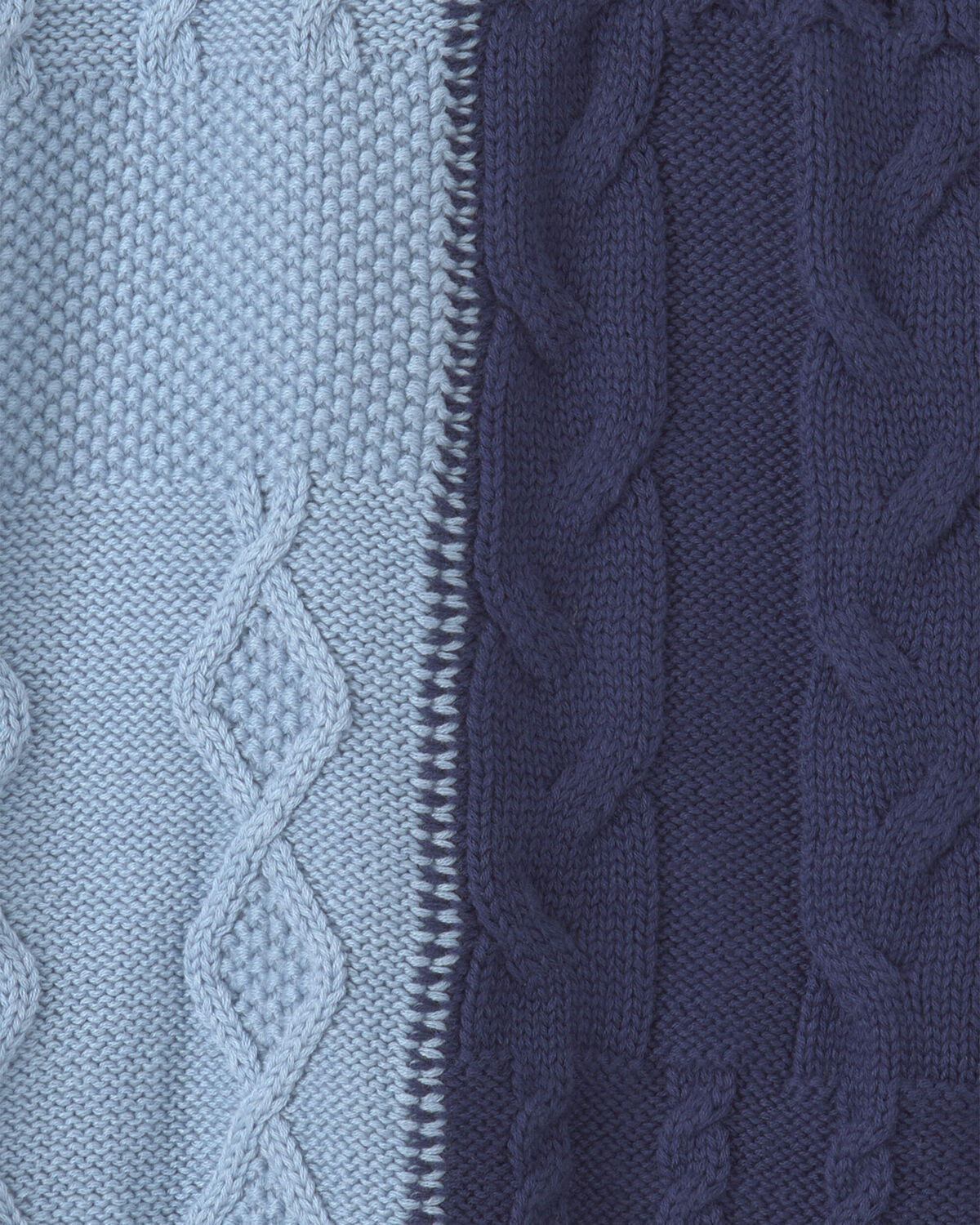 Boys Cable Knit Fair Isle Baggy Sweater - Navy Blue/Light Blue - Image 2