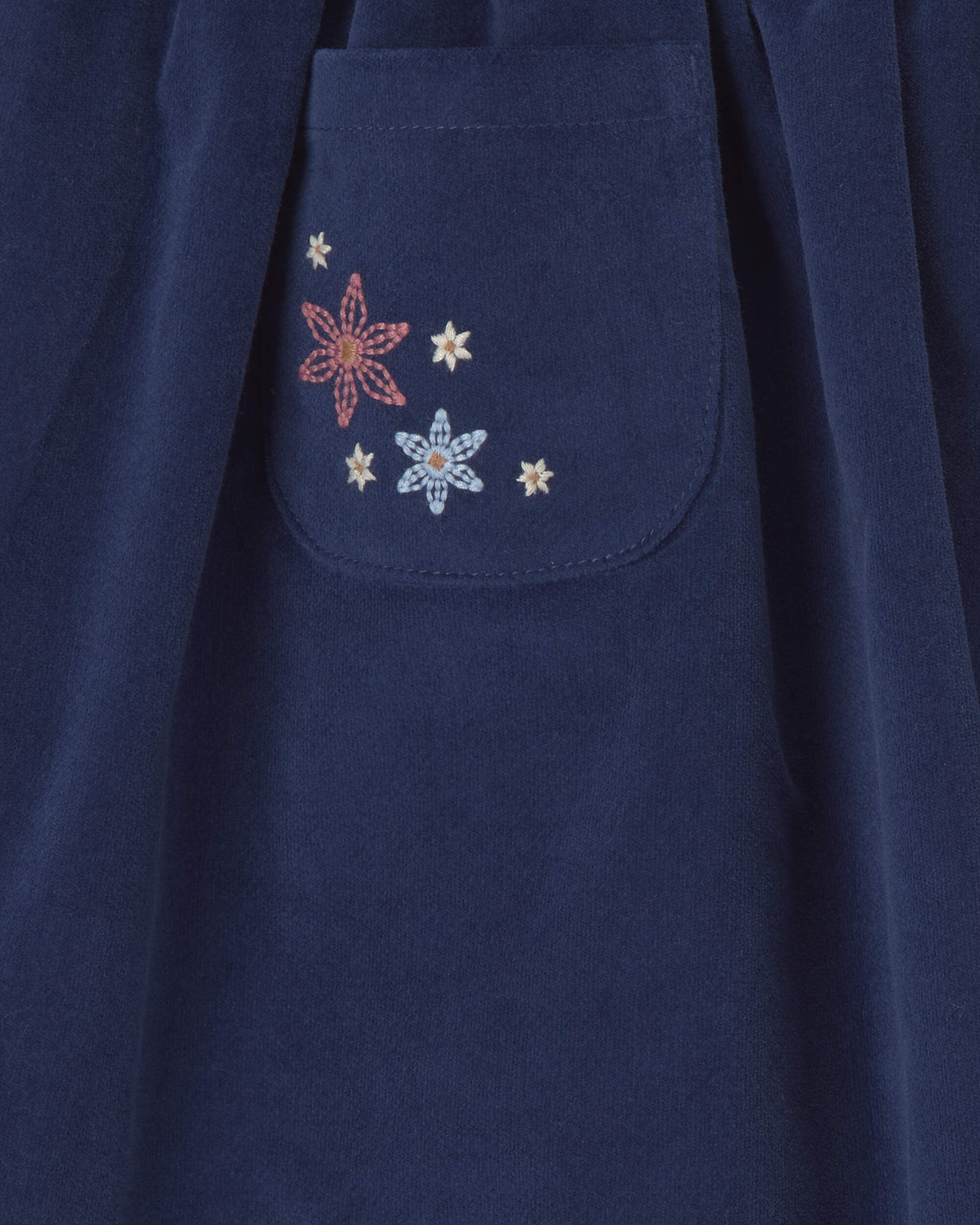 Girls Flower Corduroy Skirt - Navy Blue - Image 4