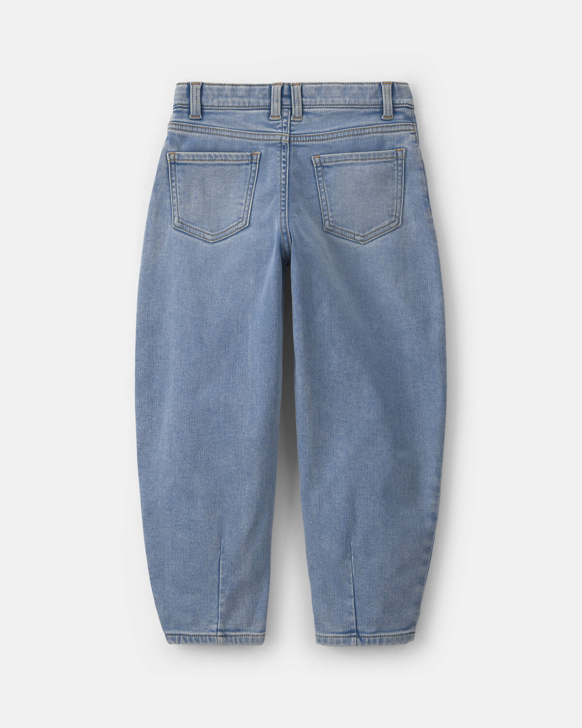 Girls Fleece-Lined Denim Barrel Jeans - Light Wash - Image 2