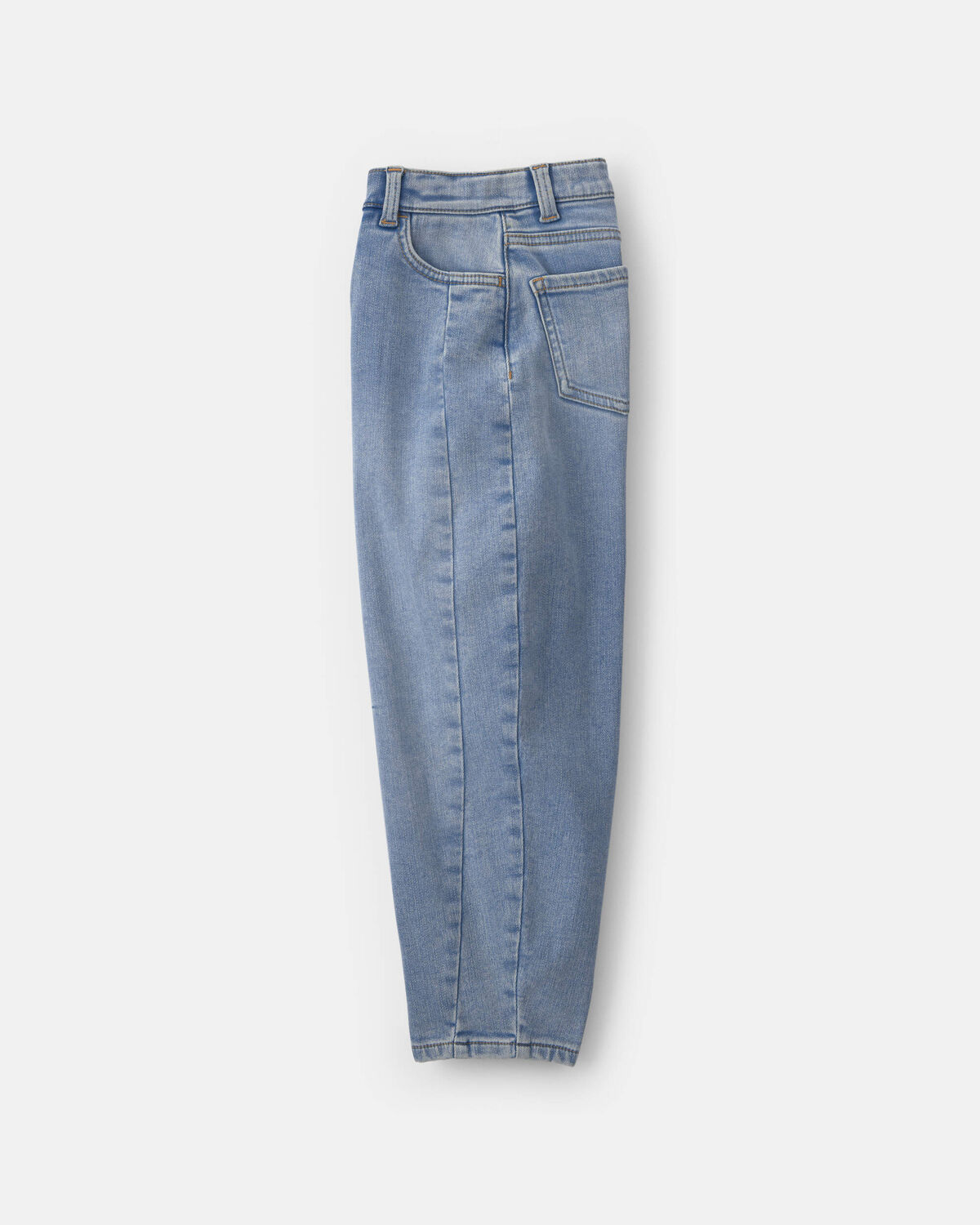Girls Fleece-Lined Denim Barrel Jeans - Light Wash - Image 4