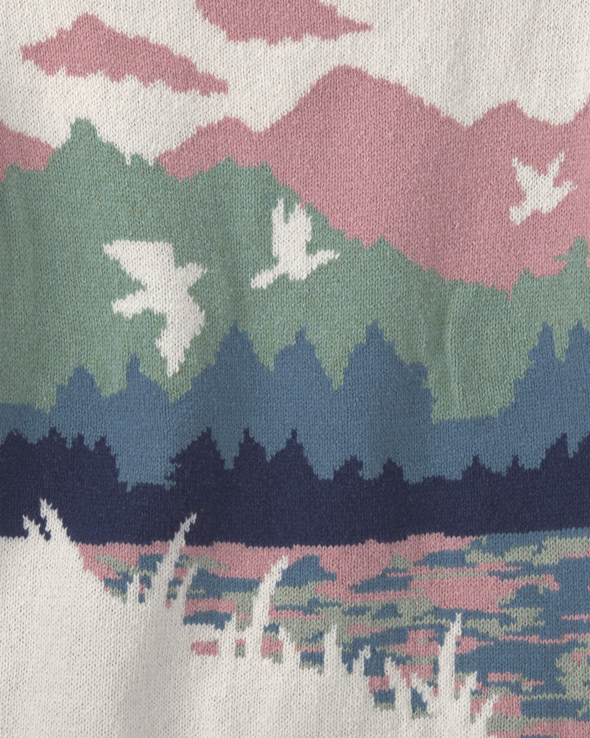 Girls Duck Landscape Sweater - Cream/Green - Image 3