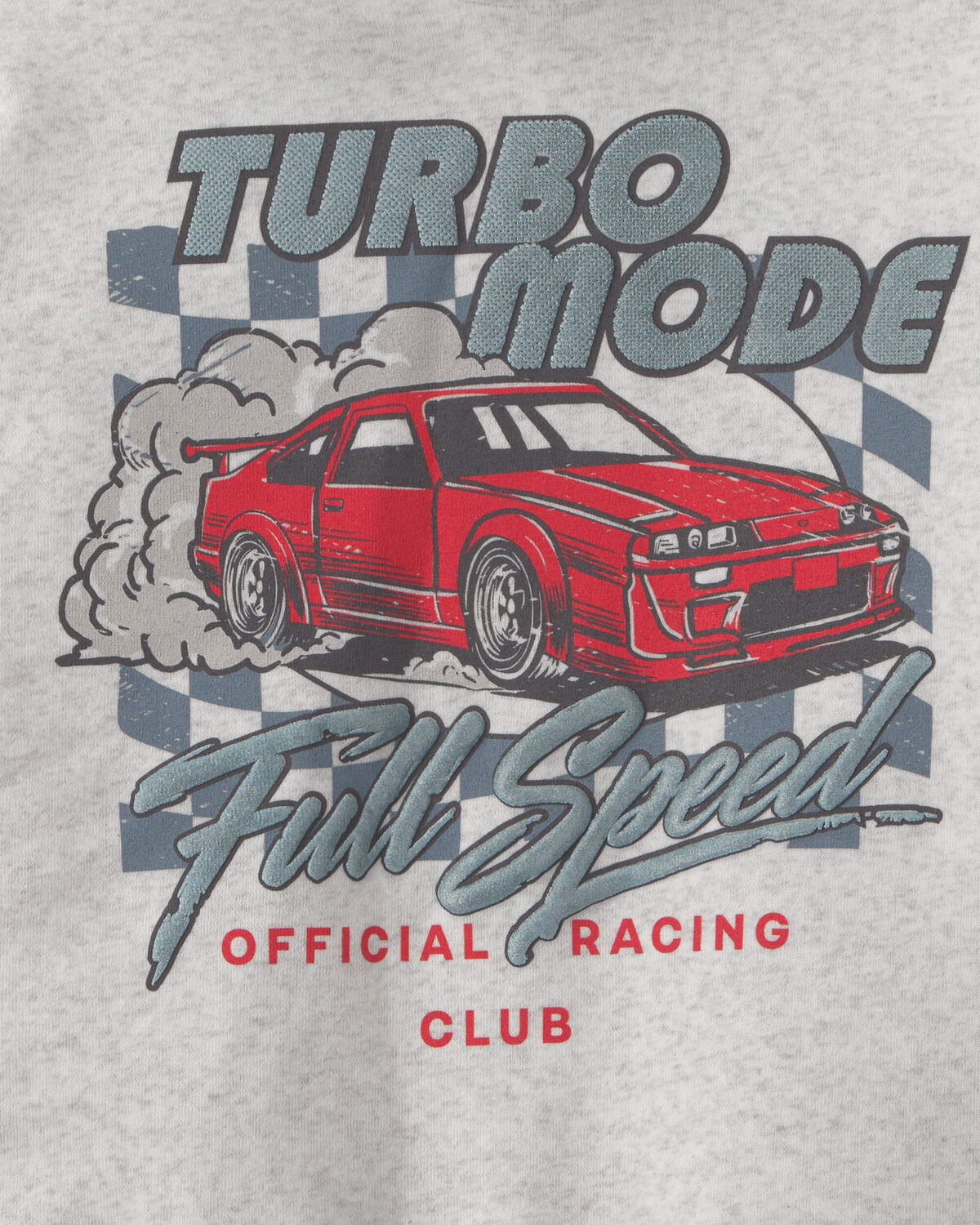 Boys 'Turbo Mode' Car Checkered Flag Fleece Hoodie - Grey - Image 3
