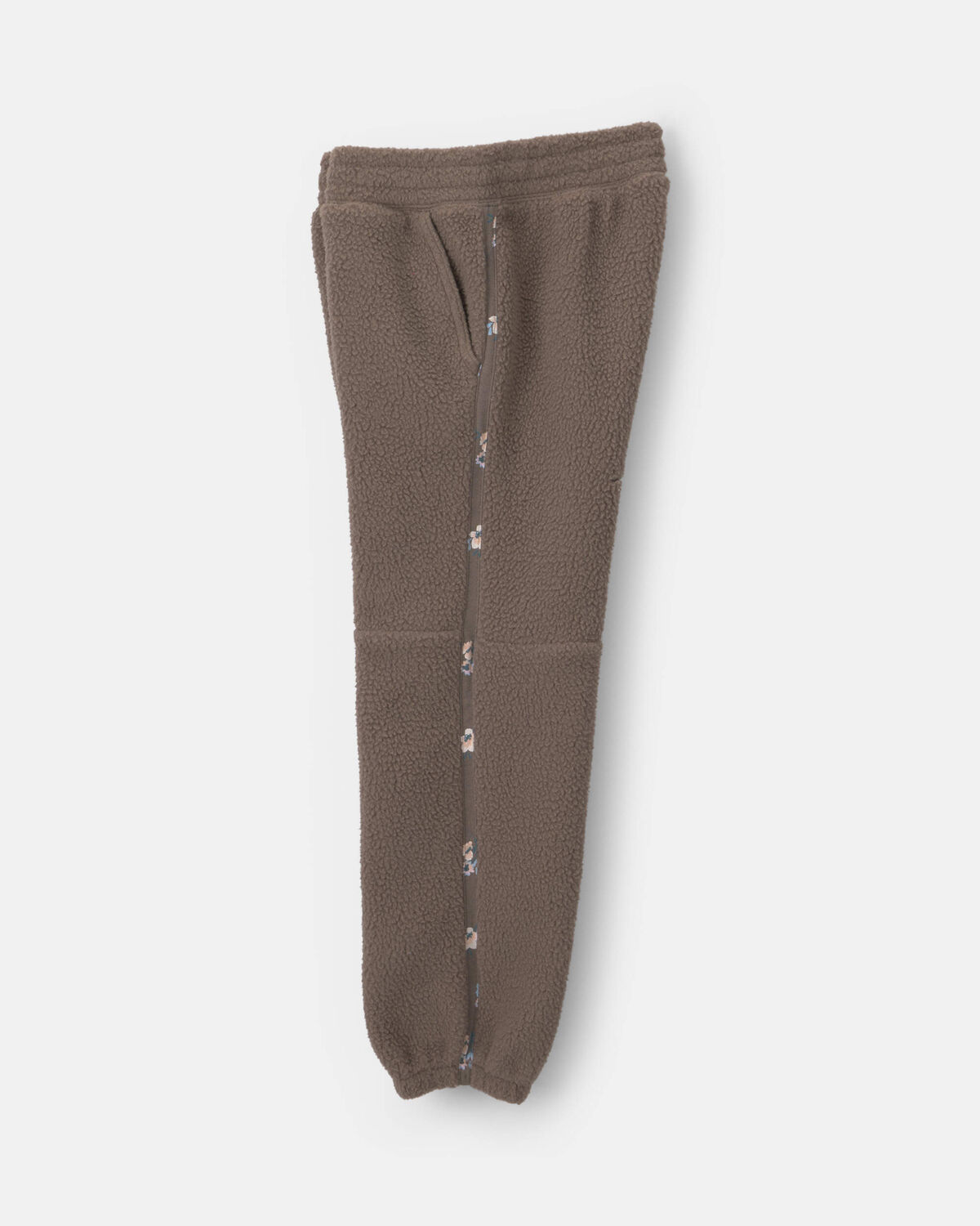 Girls Floral Fleece Joggers - Brown - Image 3