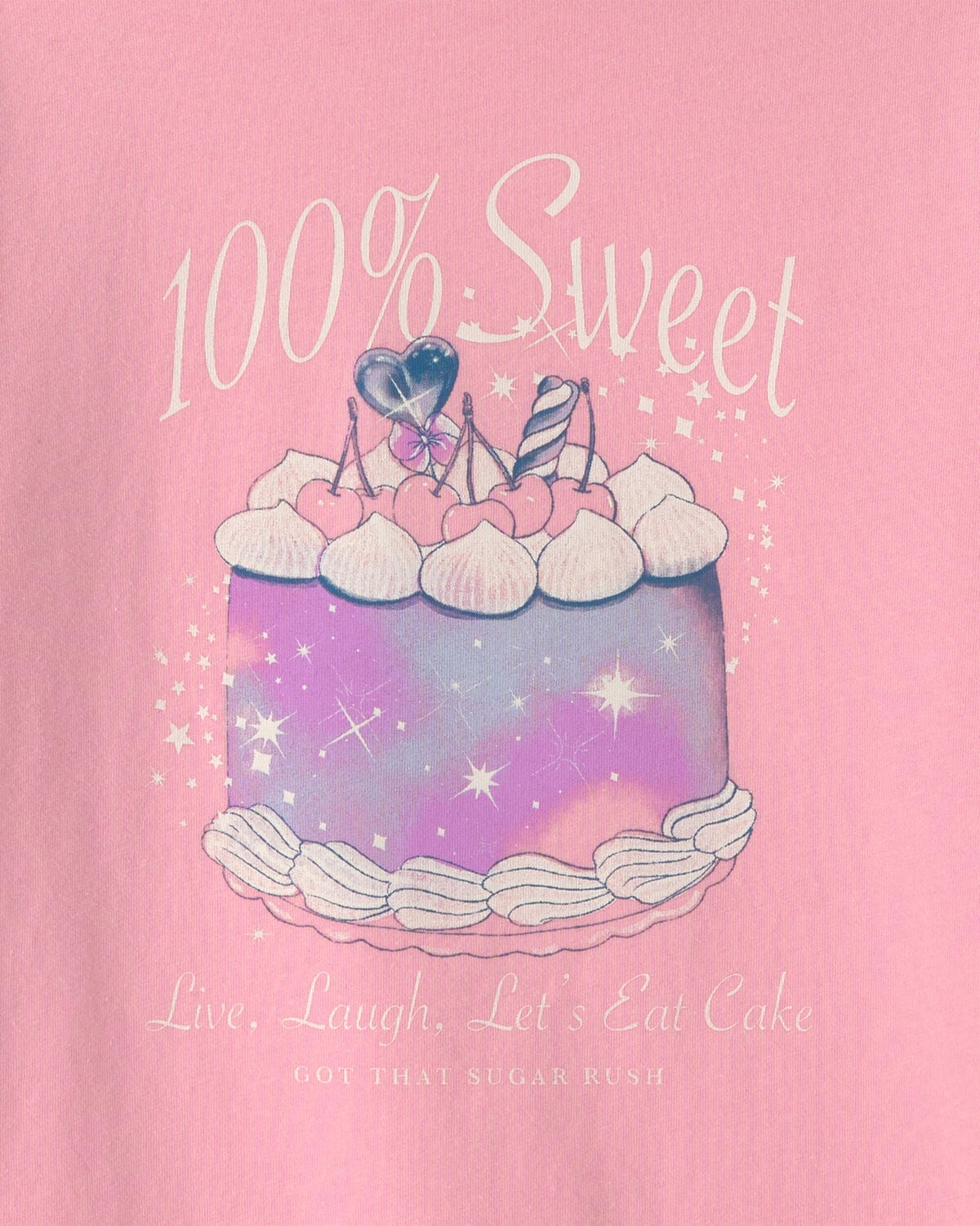 Girls '100% Sweet' Cake Long-Sleeve Graphic Tee - Pink - Image 2