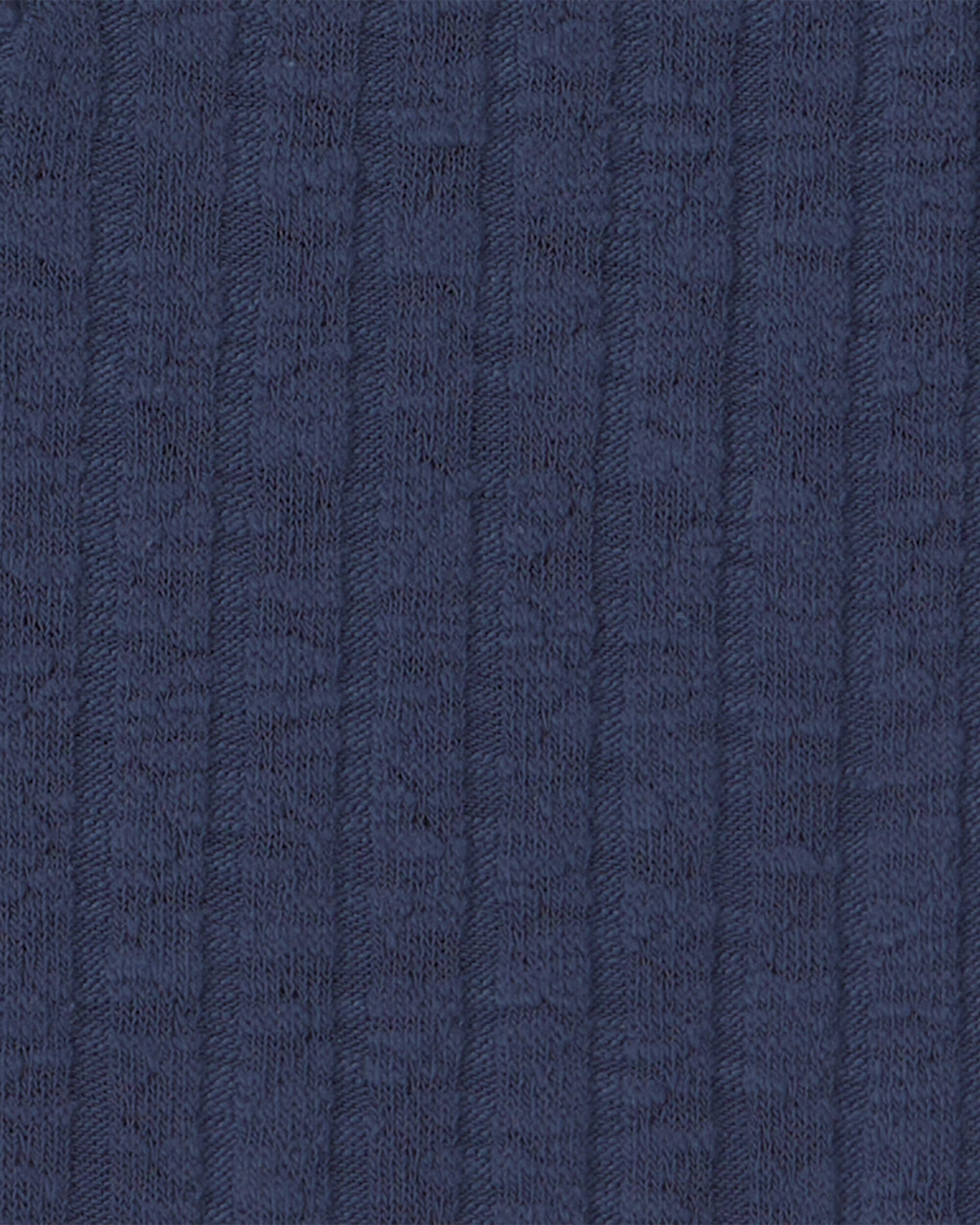 Girls Long-Sleeve Henley T-Shirt - Navy Blue - Image 3