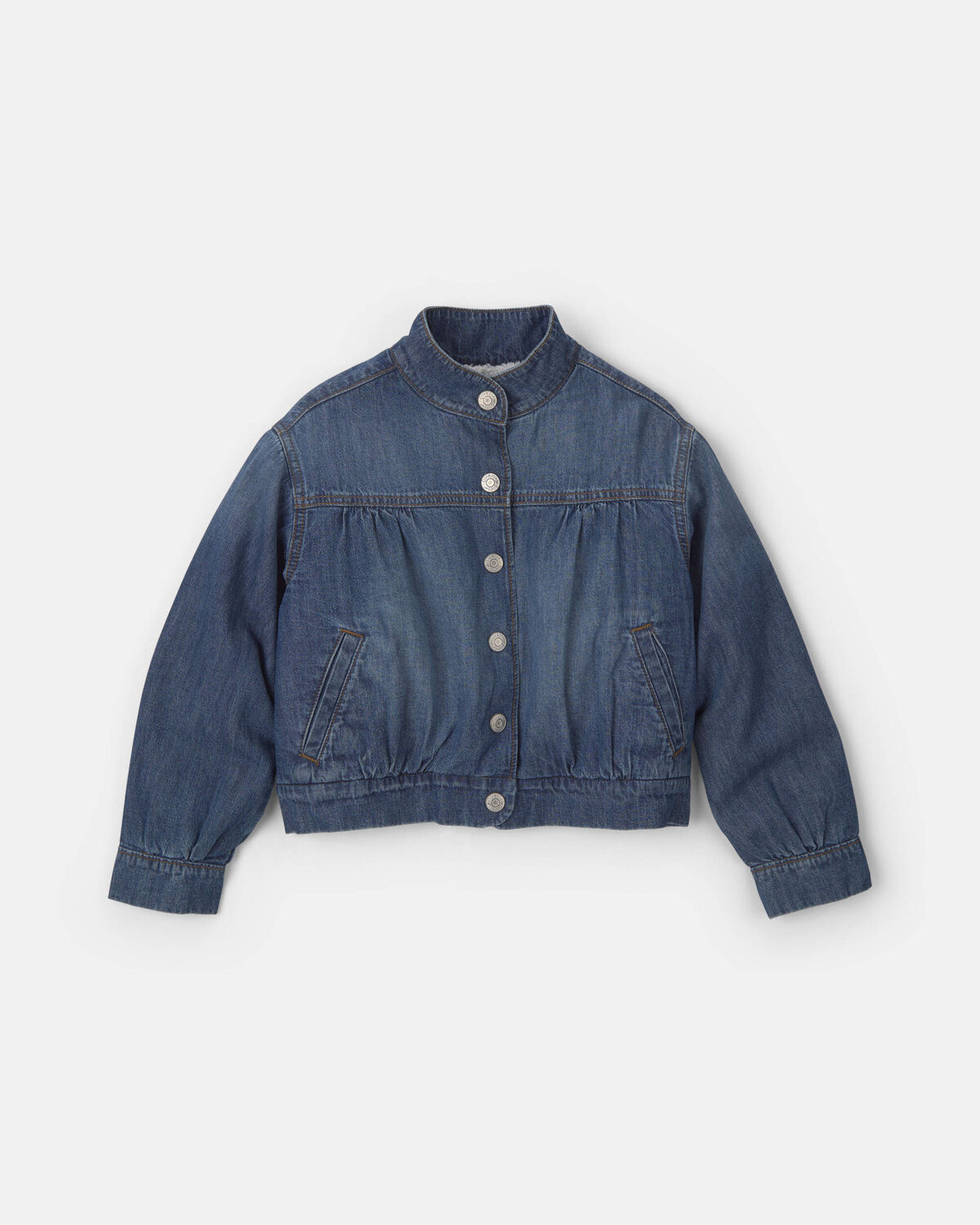Girls Fleece-Lined Denim Jacket - Dark Wash