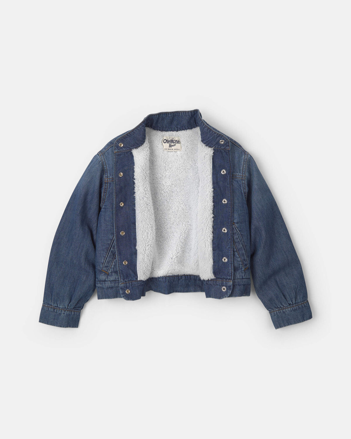 Girls Fleece-Lined Denim Jacket - Dark Wash - Image 2
