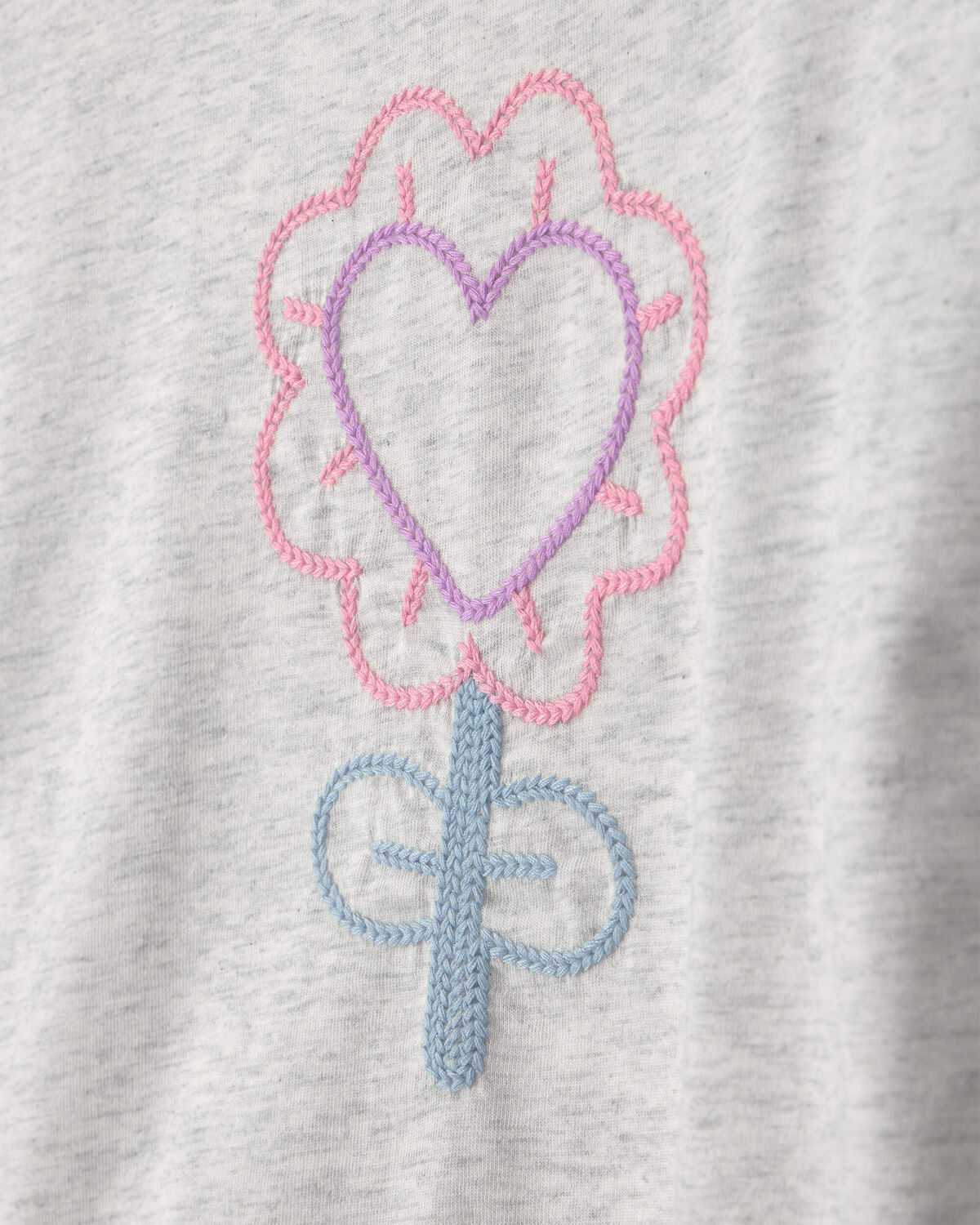 Girls Heart Flower Long-Sleeve Top - Grey - Image 2
