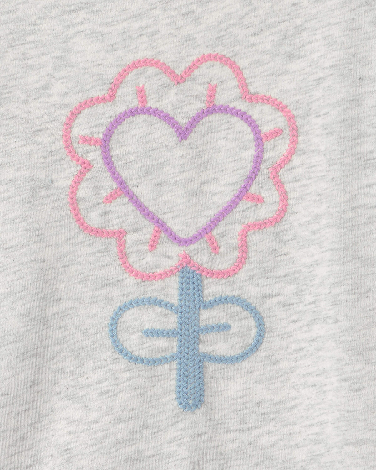 Girls Heart Flower Long-Sleeve Top - Grey - Image 3