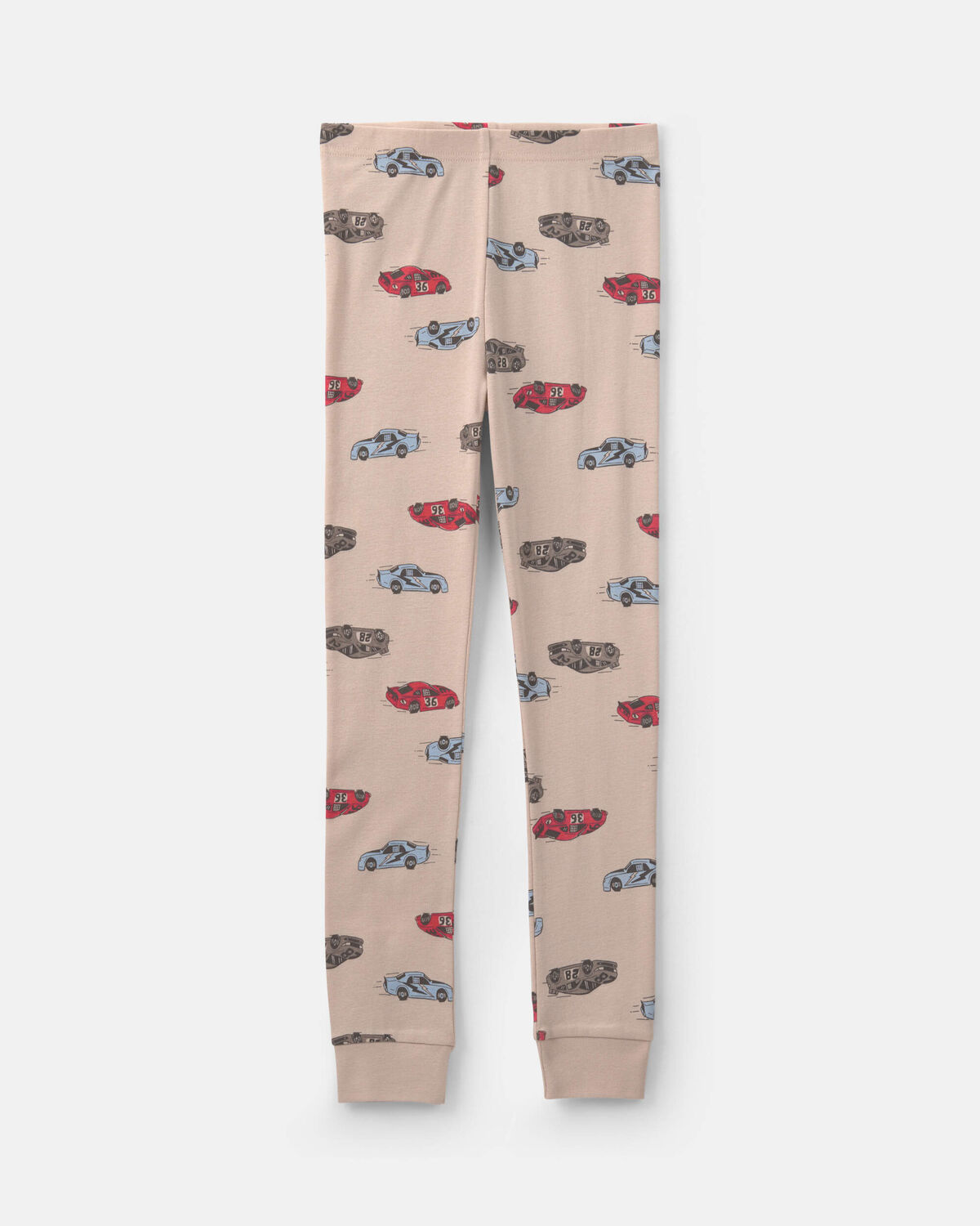 Boys Race Car 100% Cotton 4-Piece Pajama Set - Grey/Khaki - Image 5