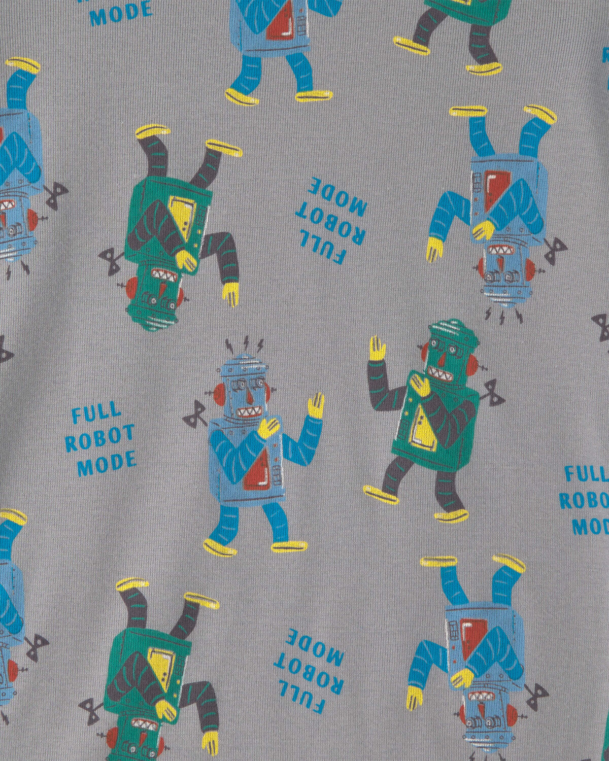 Boys 'Monster vs. Robot Dance Battle' 100% Cotton 4-Piece Pajama Set - Grey - Image 3