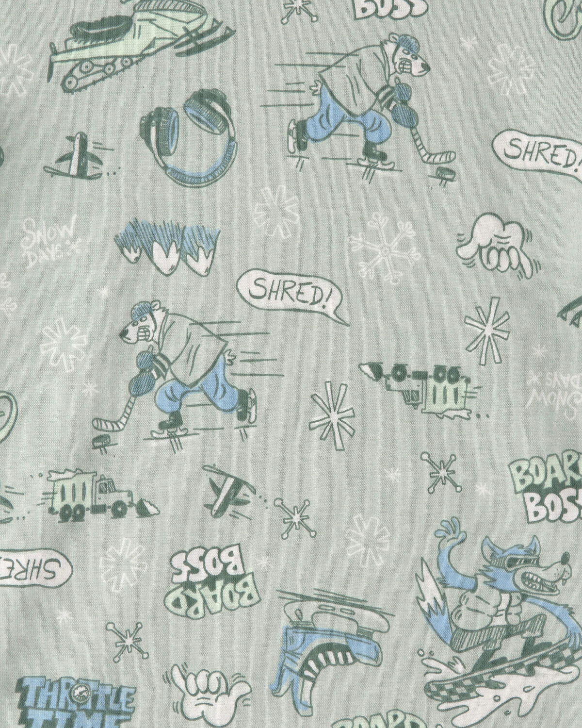 Boys Yeti Winter Mode 100% Cotton 4-Piece Pajama Set - Blue/Grey - Image 3
