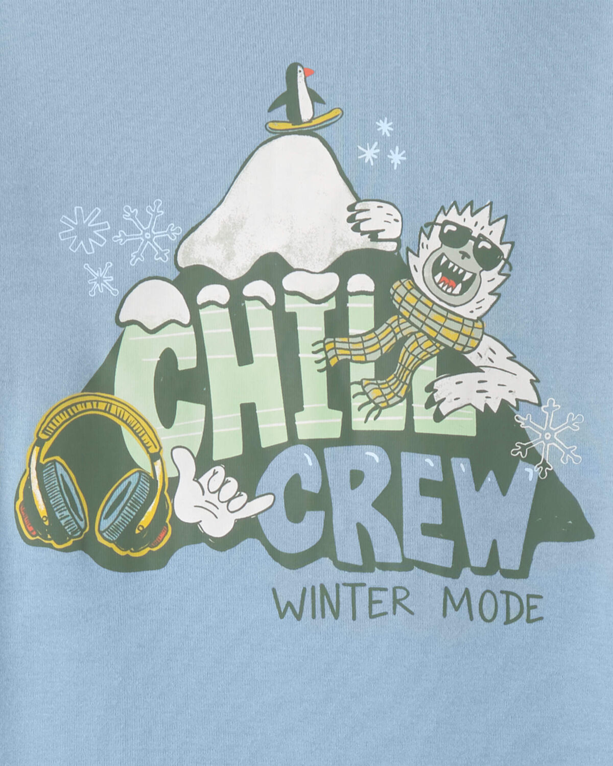 Boys Yeti Winter Mode 100% Cotton 4-Piece Pajama Set - Blue/Grey - Image 4