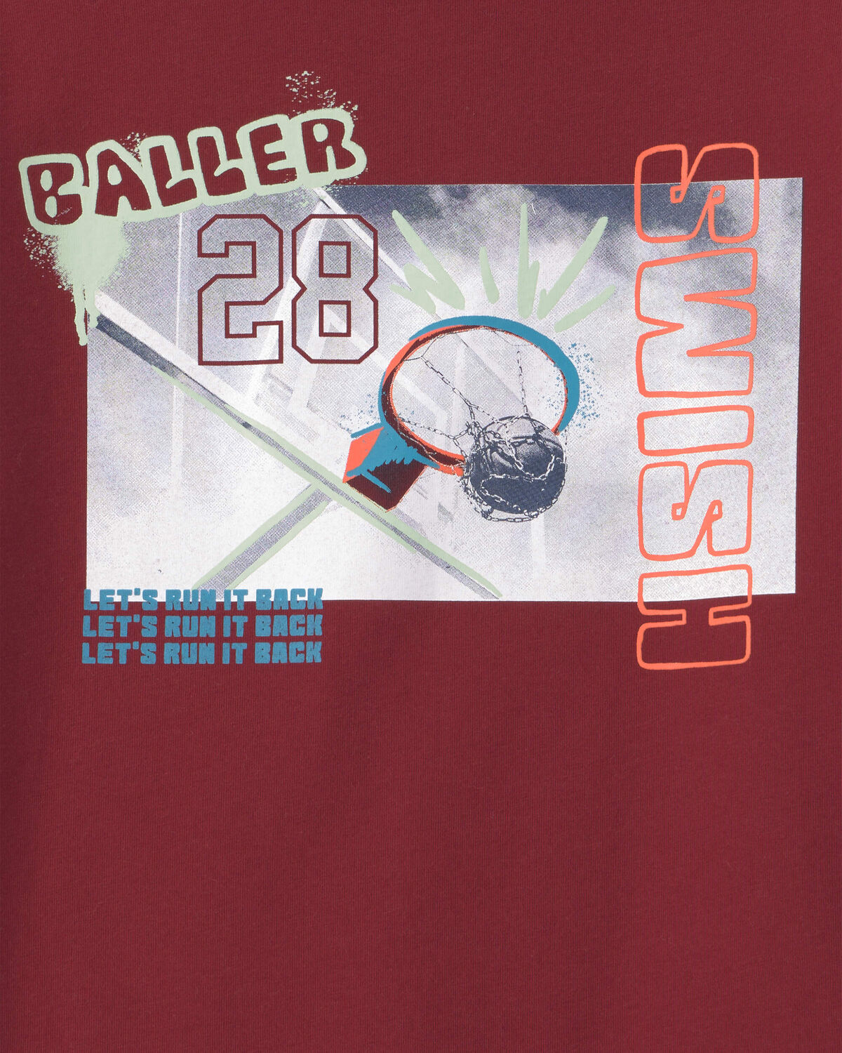 Boys Basketball Long-Sleeve Graphic Tee - Red - Image 2