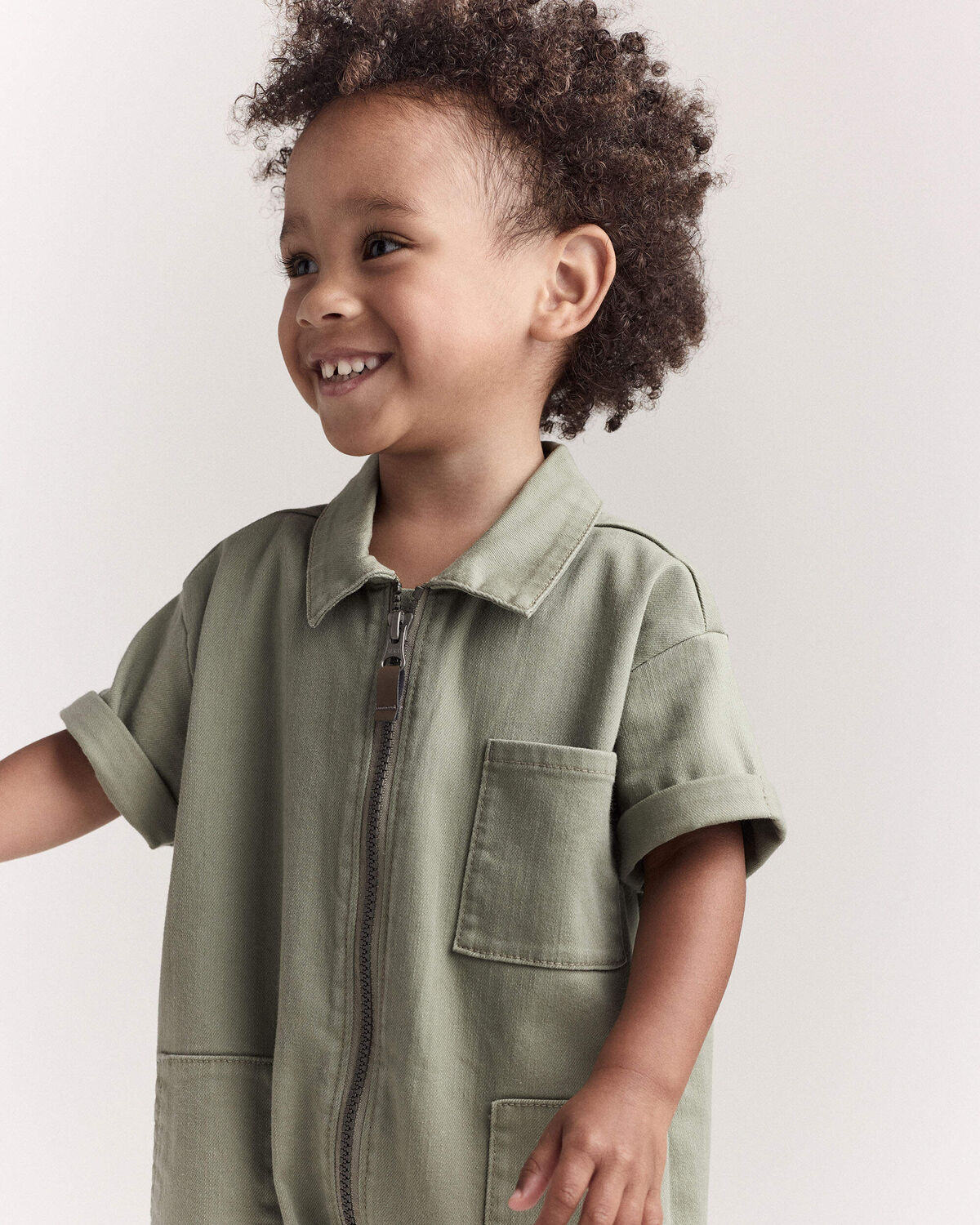 Toddler Day Out™ Cropped Jumpsuit - Olive - Image 4