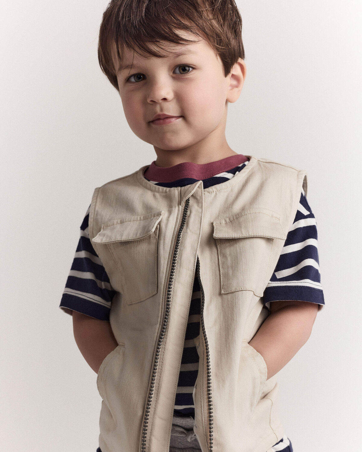 Toddler Zip-Up Vest - Khaki - Image 5