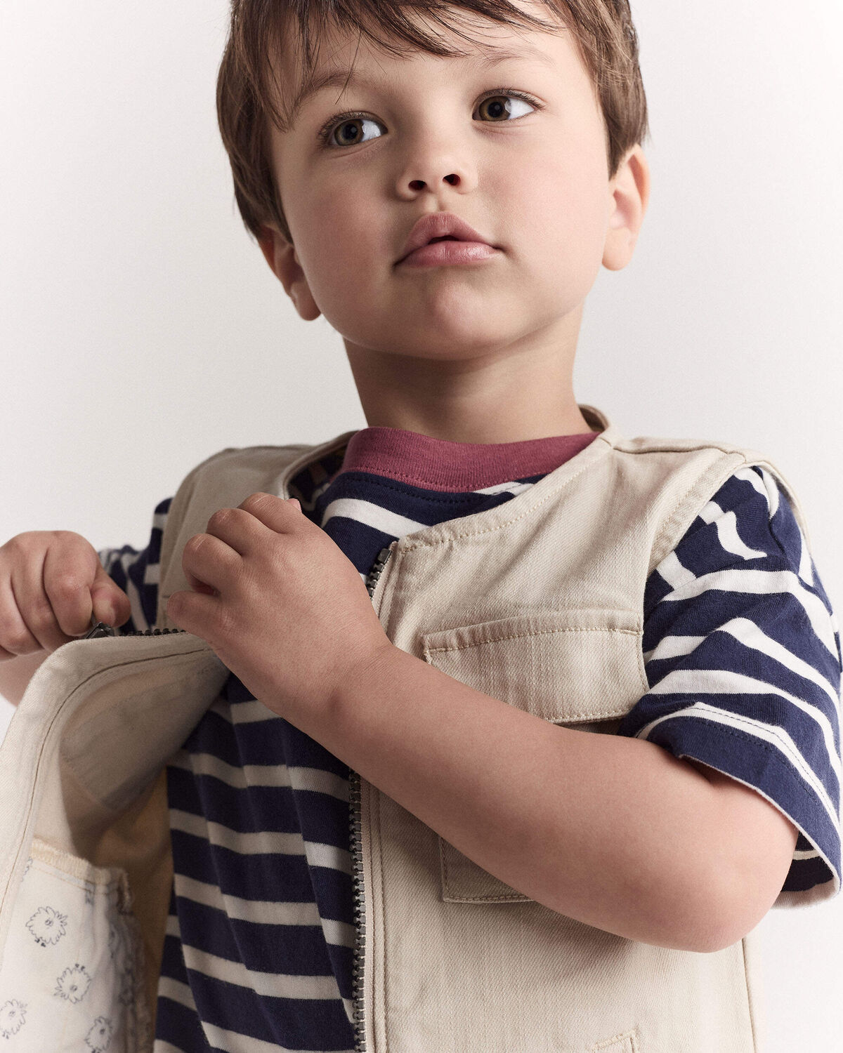 Toddler Zip-Up Vest - Khaki - Image 3